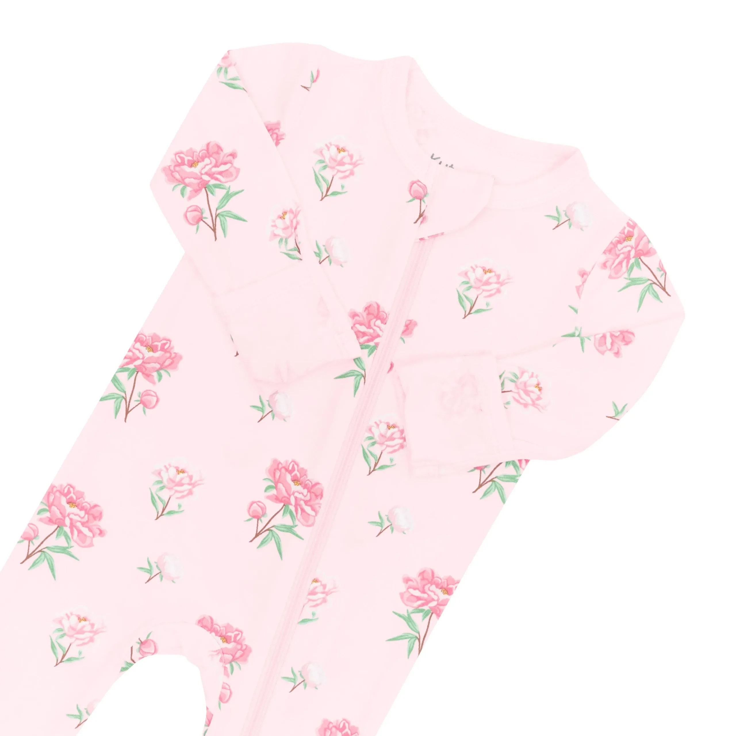 Hot Kyte Baby Zippered Footie in Sakura Peony