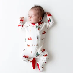 Kyte Baby Zippered Footie in Santa Sleigh