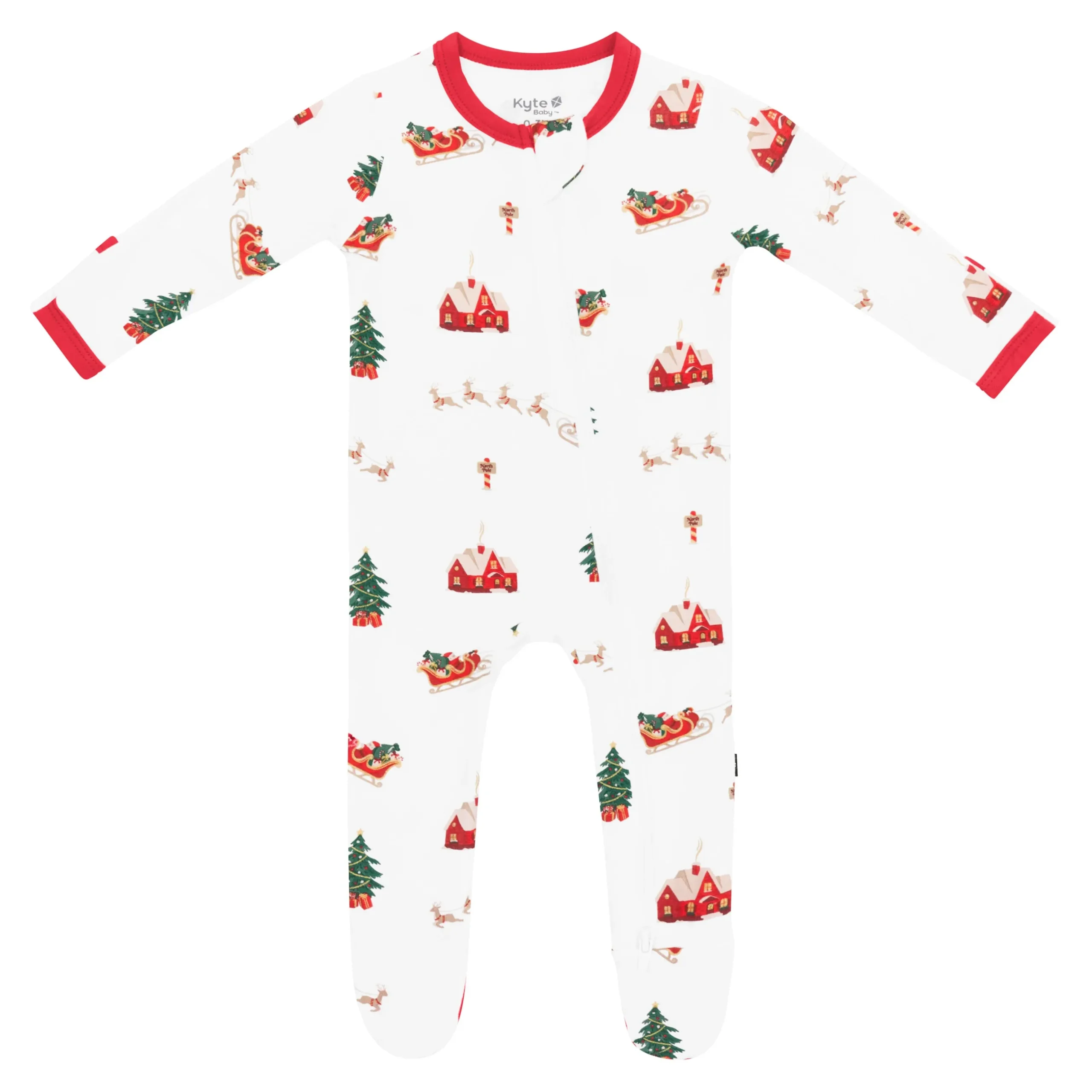 Kyte Baby Zippered Footie in Santa Sleigh