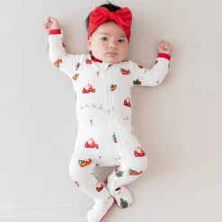 Kyte Baby Zippered Footie in Santa Sleigh