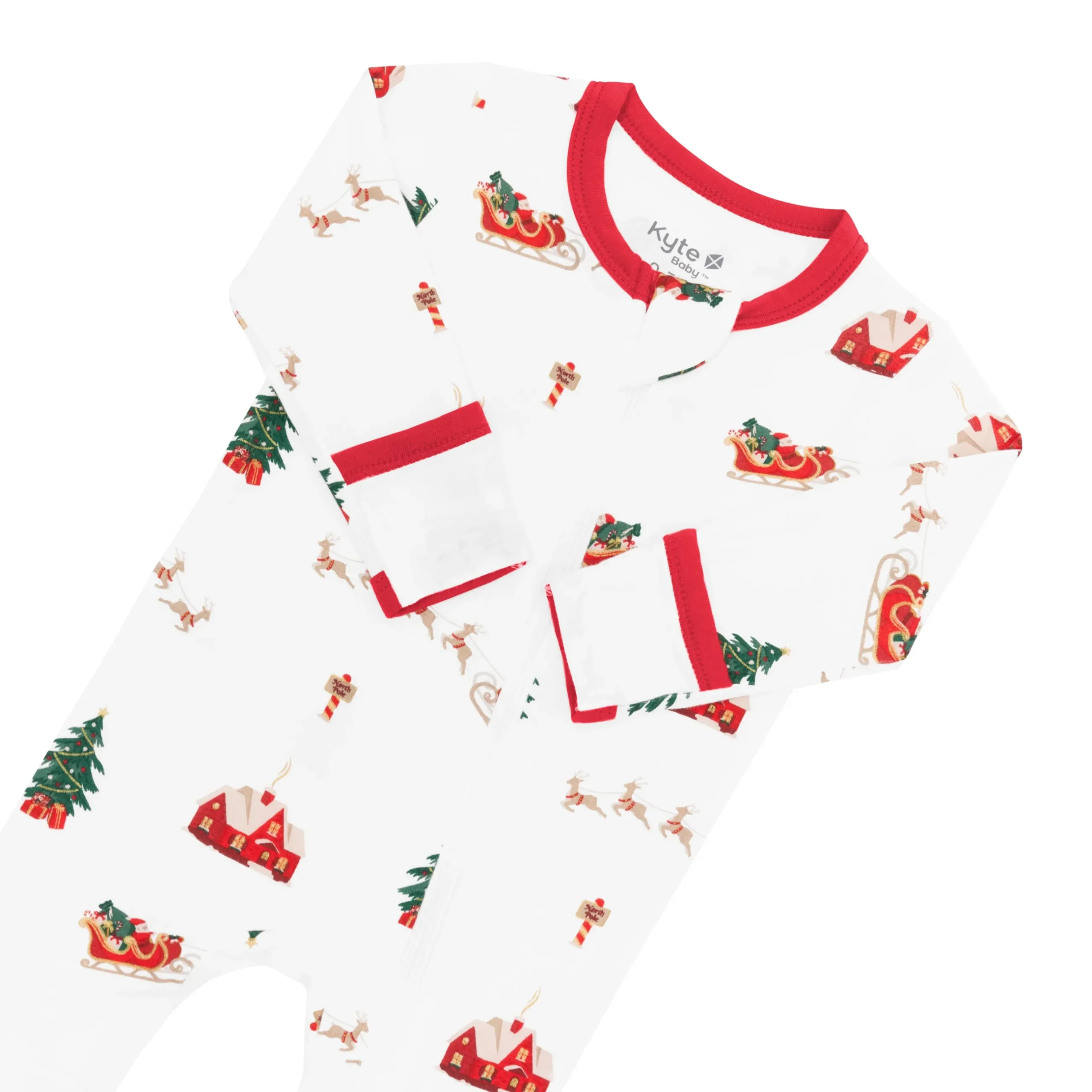 Kyte Baby Zippered Footie in Santa Sleigh