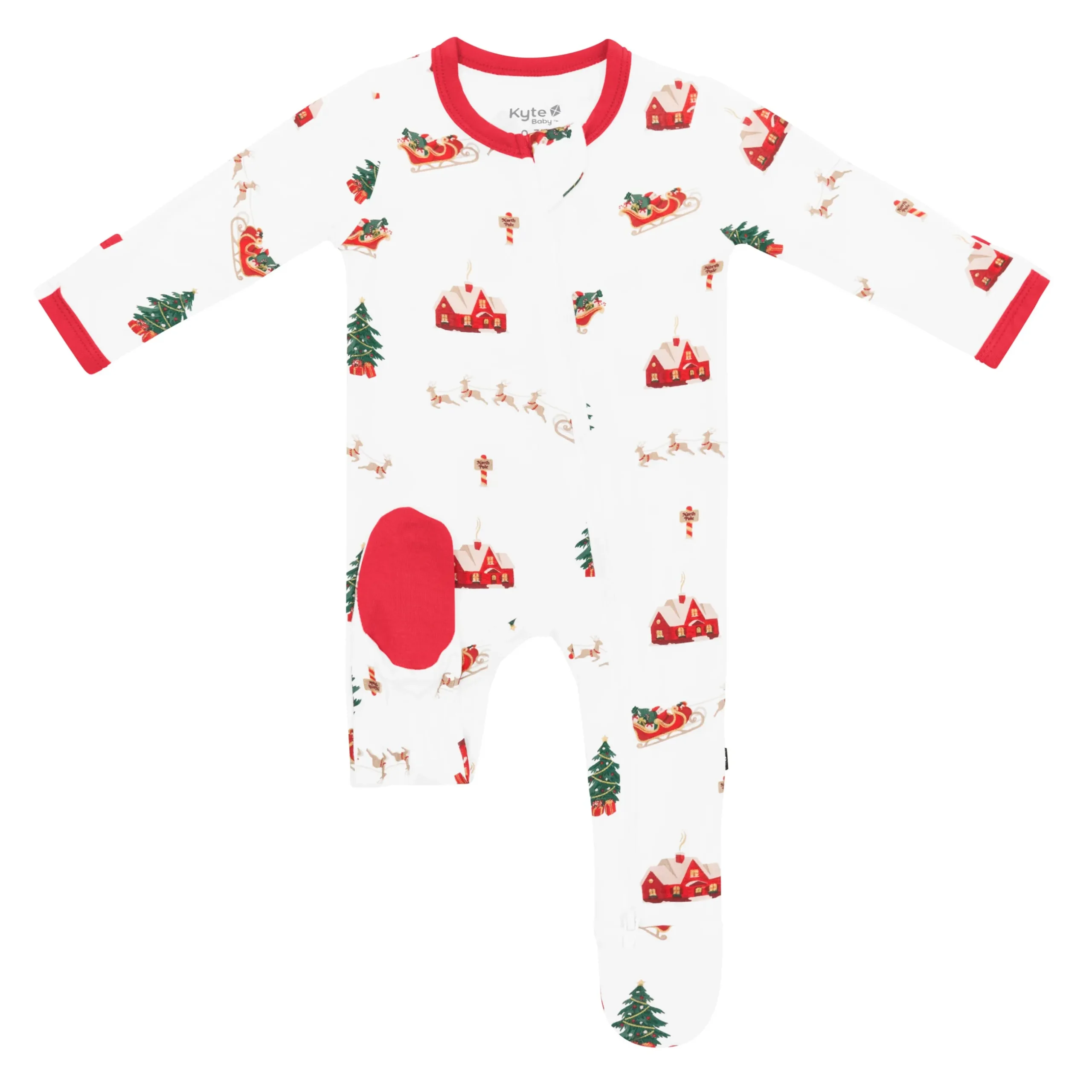 Kyte Baby Zippered Footie in Santa Sleigh