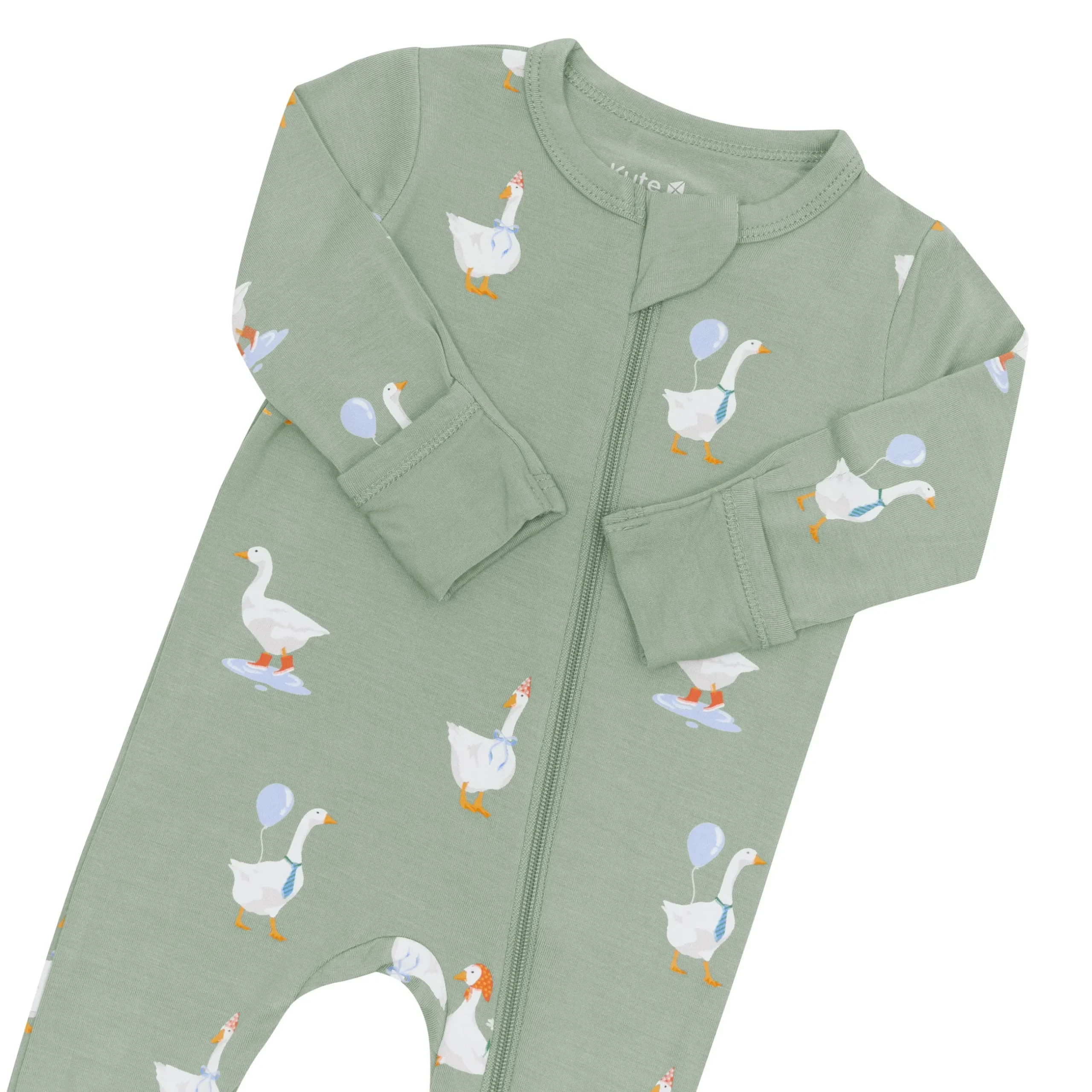 Hot Kyte Baby Zippered Footie in Silly Goose