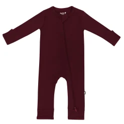 Hot Kyte Baby Zippered Romper in Burgundy