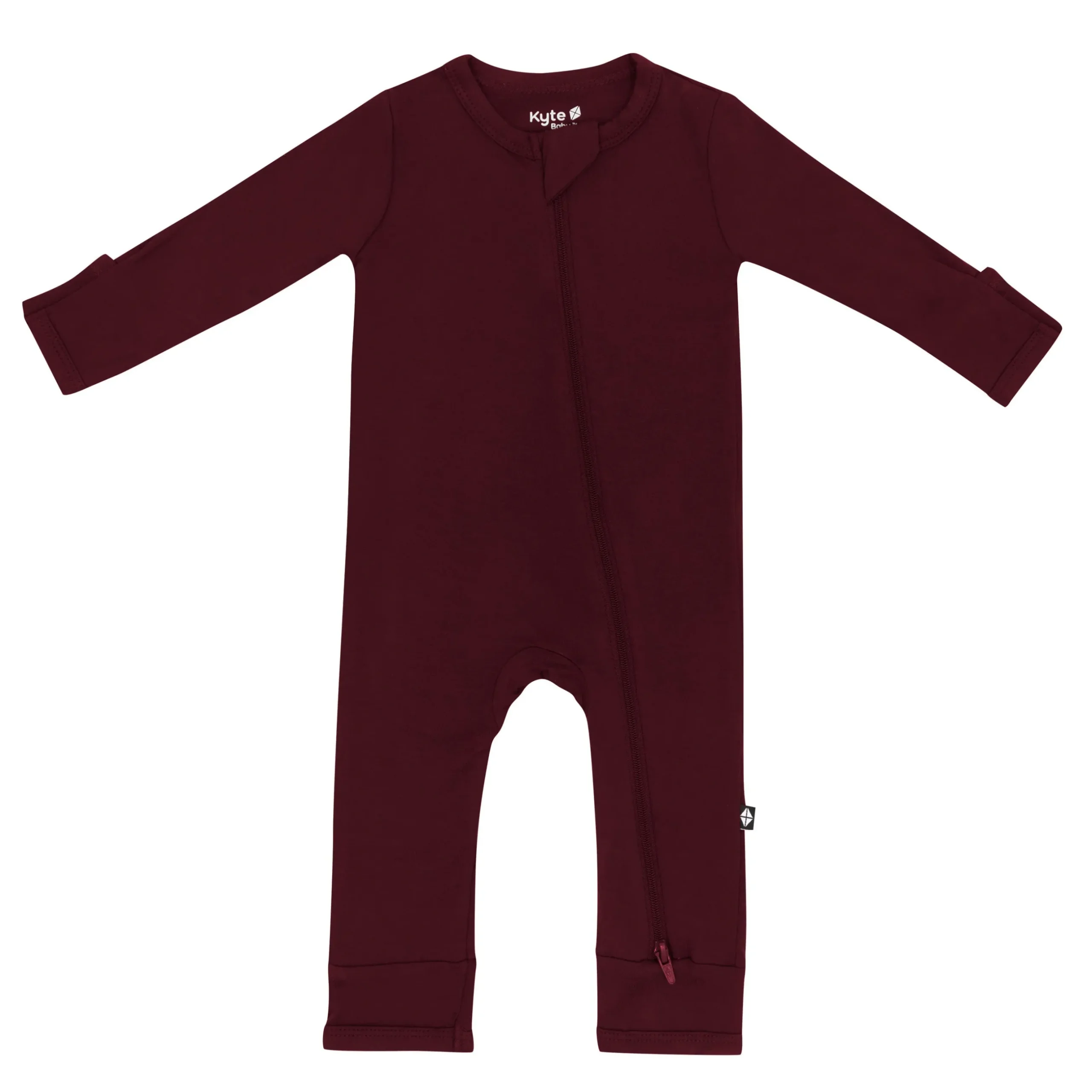 Hot Kyte Baby Zippered Romper in Burgundy