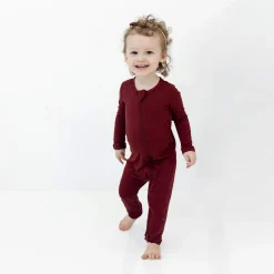 Hot Kyte Baby Zippered Romper in Burgundy