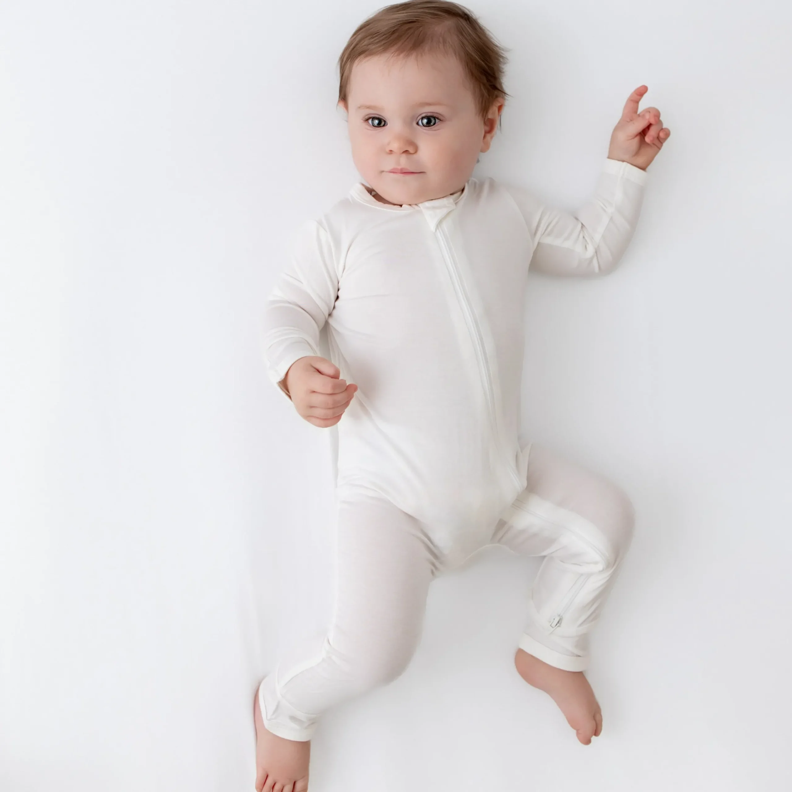 Outlet Kyte Baby Zippered Romper in Cloud