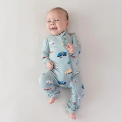 Clearance Kyte Baby Zippered Romper in Construction