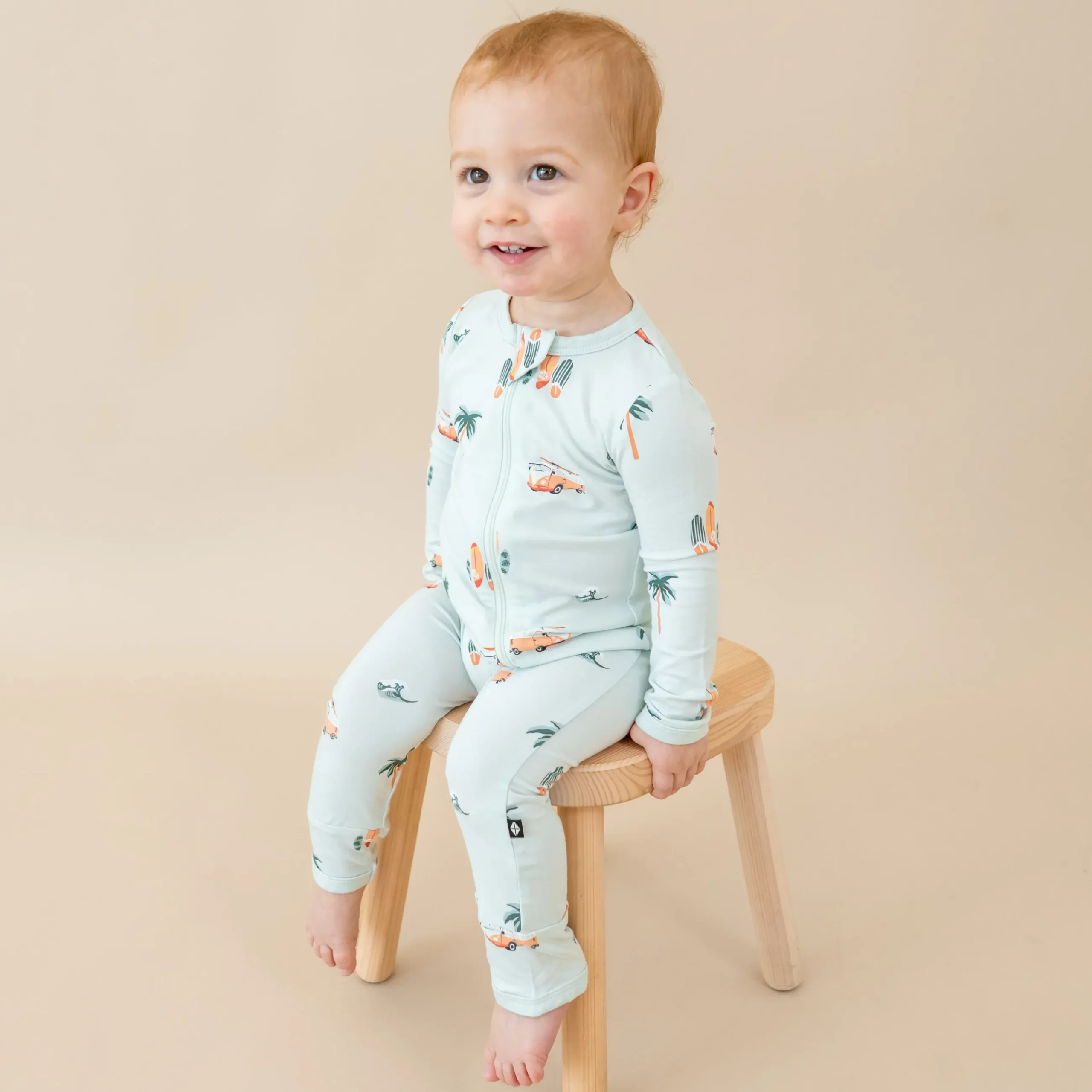 Discount Kyte Baby Zippered Romper in Dew Surf