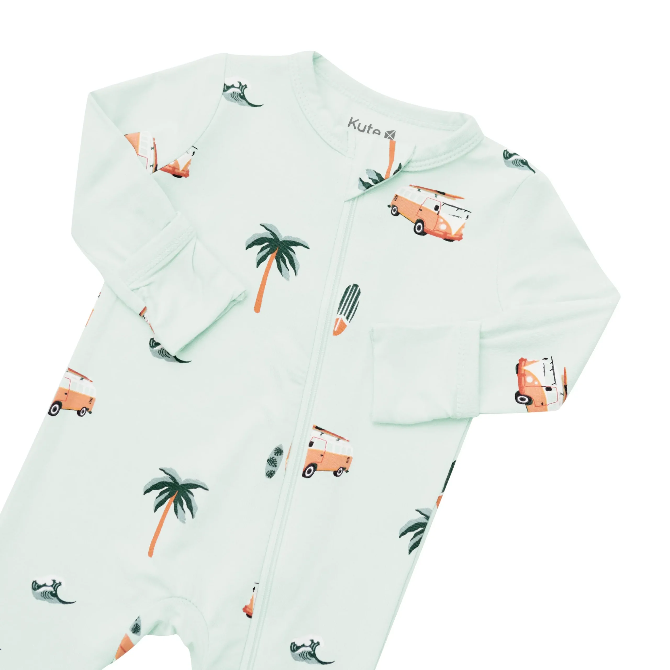 Discount Kyte Baby Zippered Romper in Dew Surf