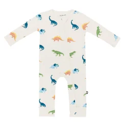 Clearance Kyte Baby Zippered Romper in Ecru Roar