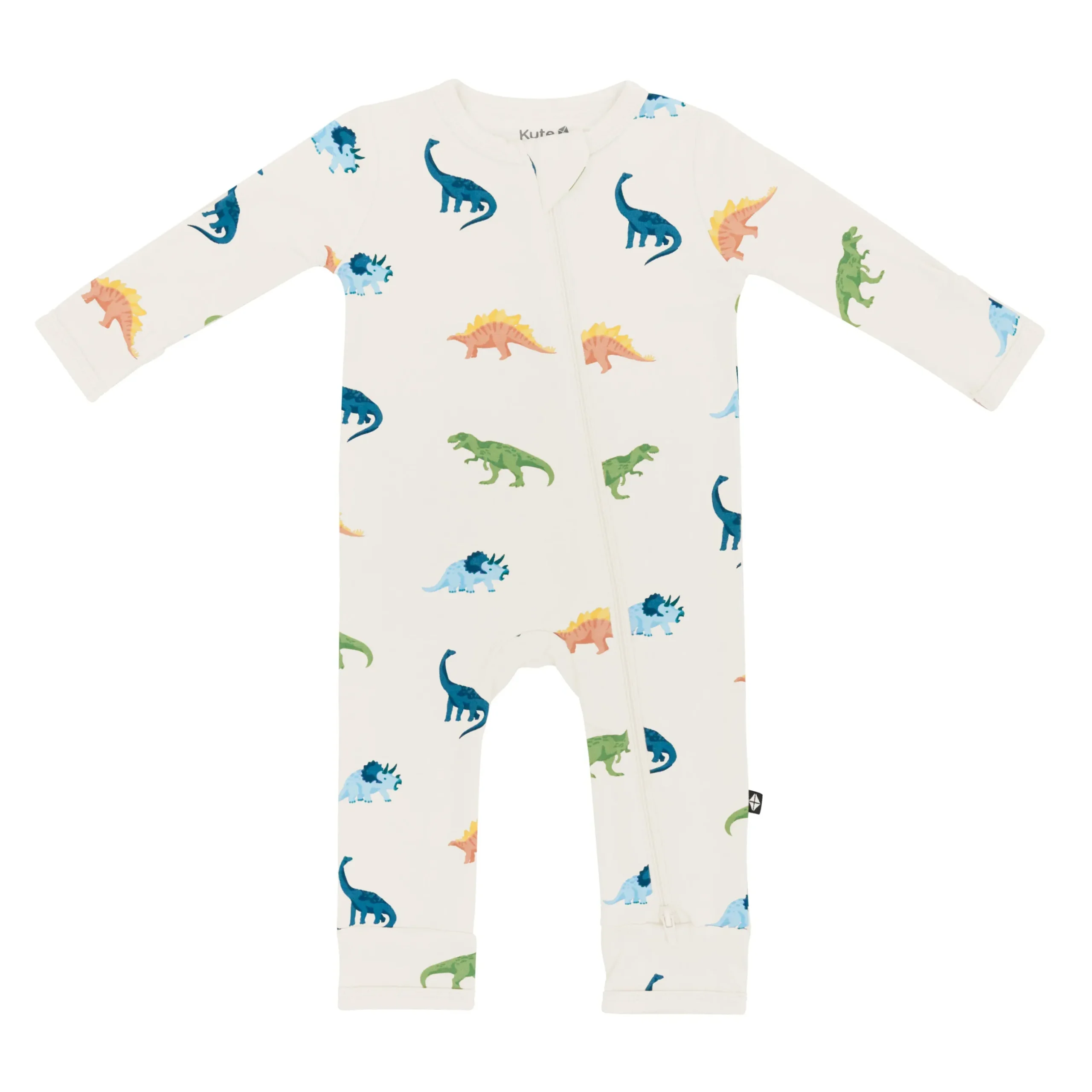 Clearance Kyte Baby Zippered Romper in Ecru Roar