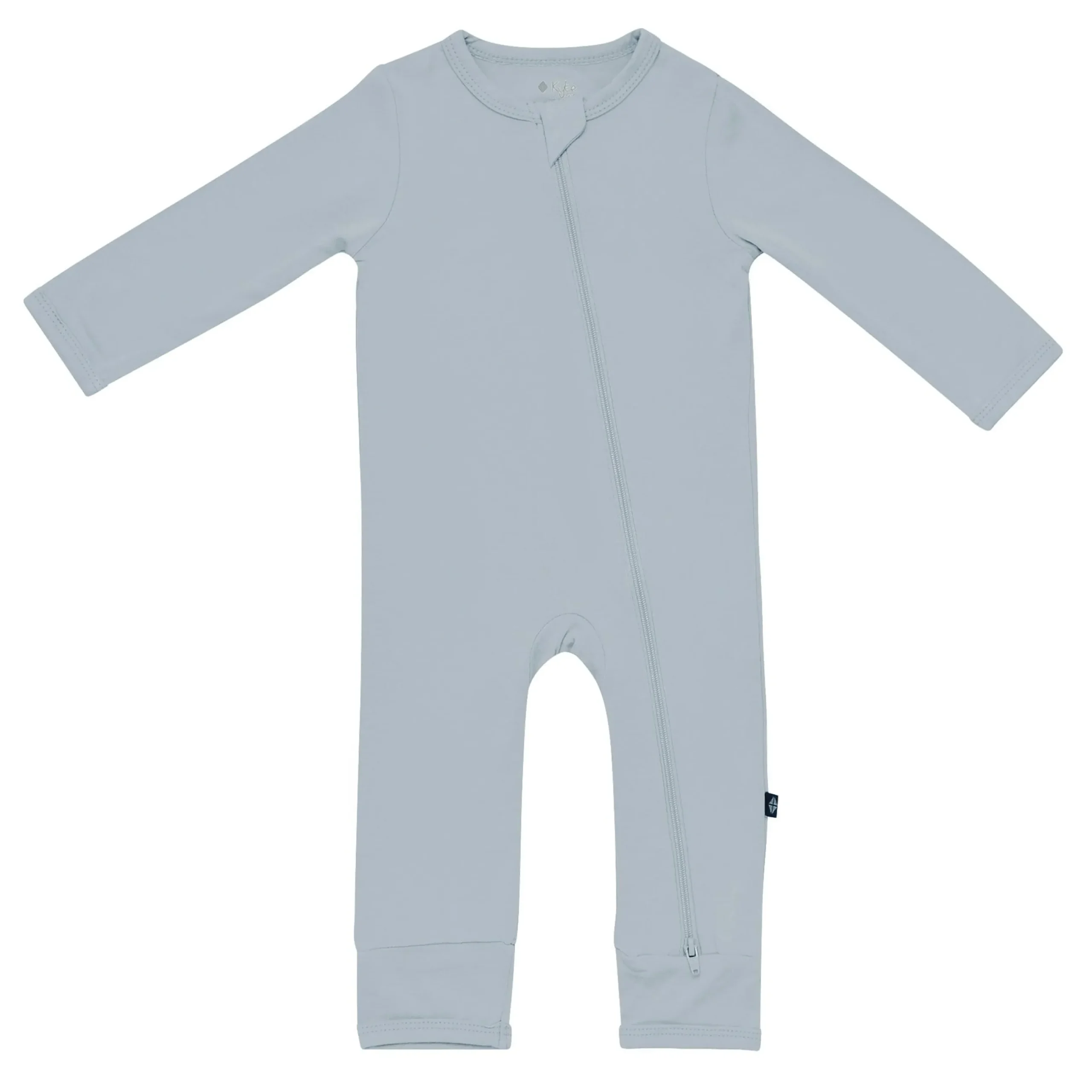 Hot Kyte Baby Zippered Romper in Fog