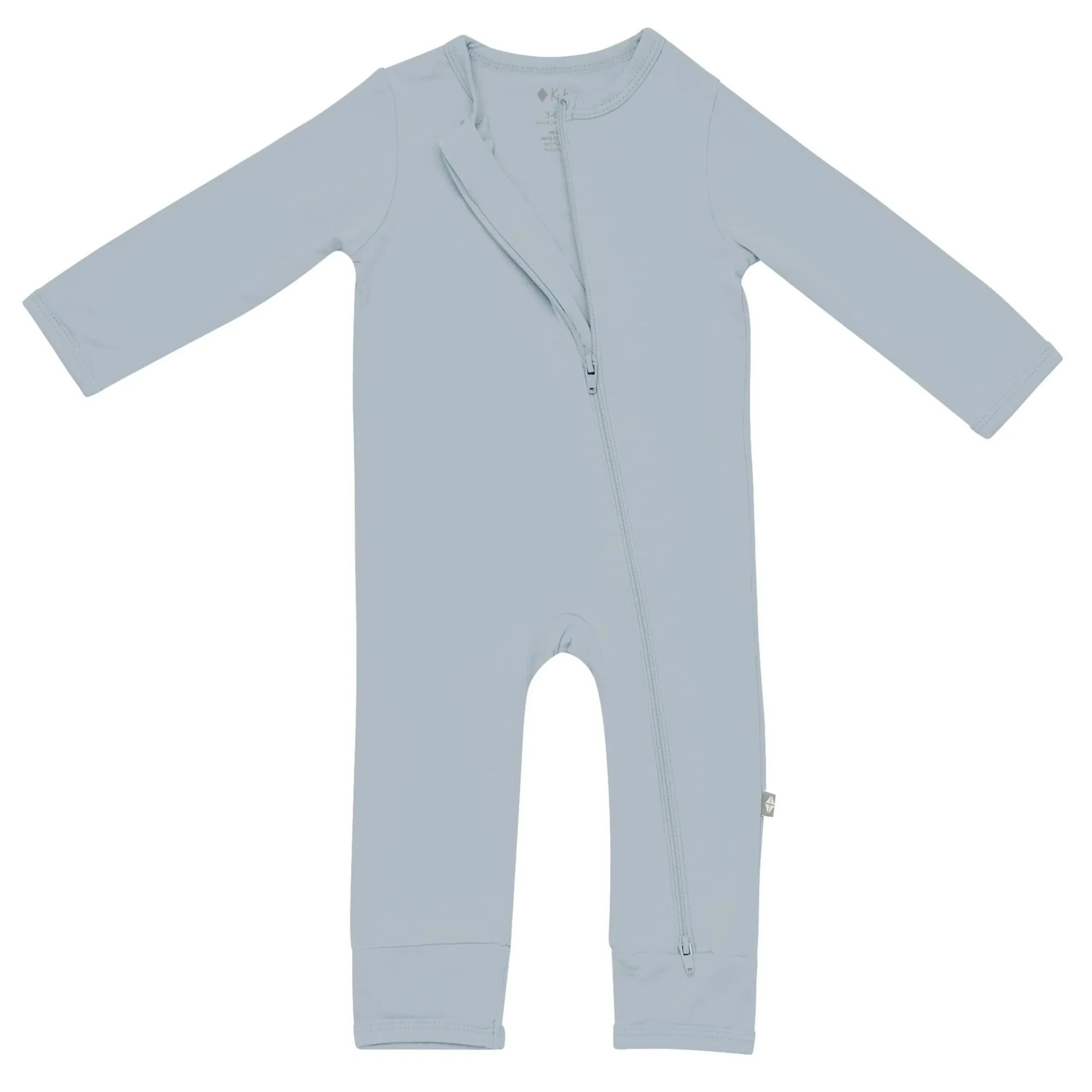 Hot Kyte Baby Zippered Romper in Fog