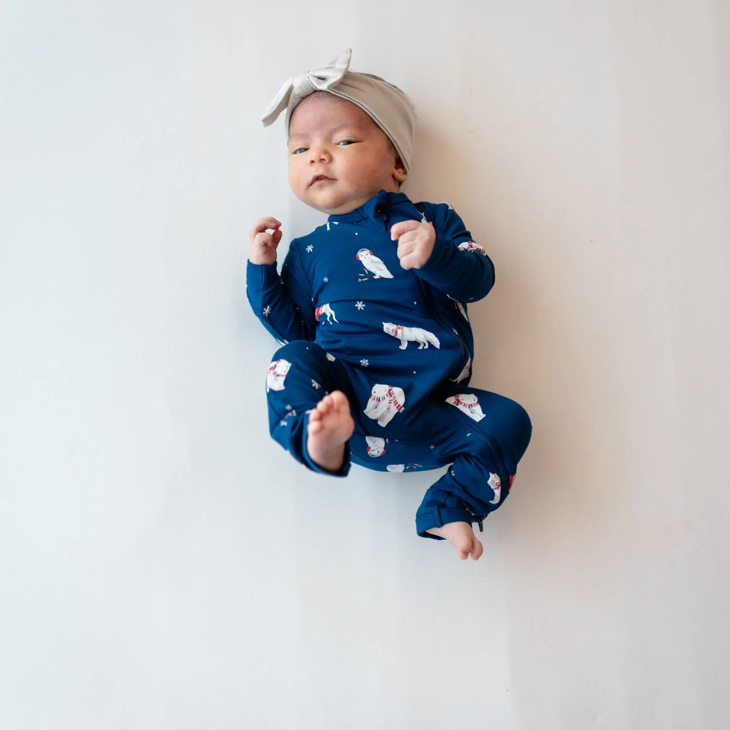 Clearance Kyte Baby Zippered Romper in Frosty Friends