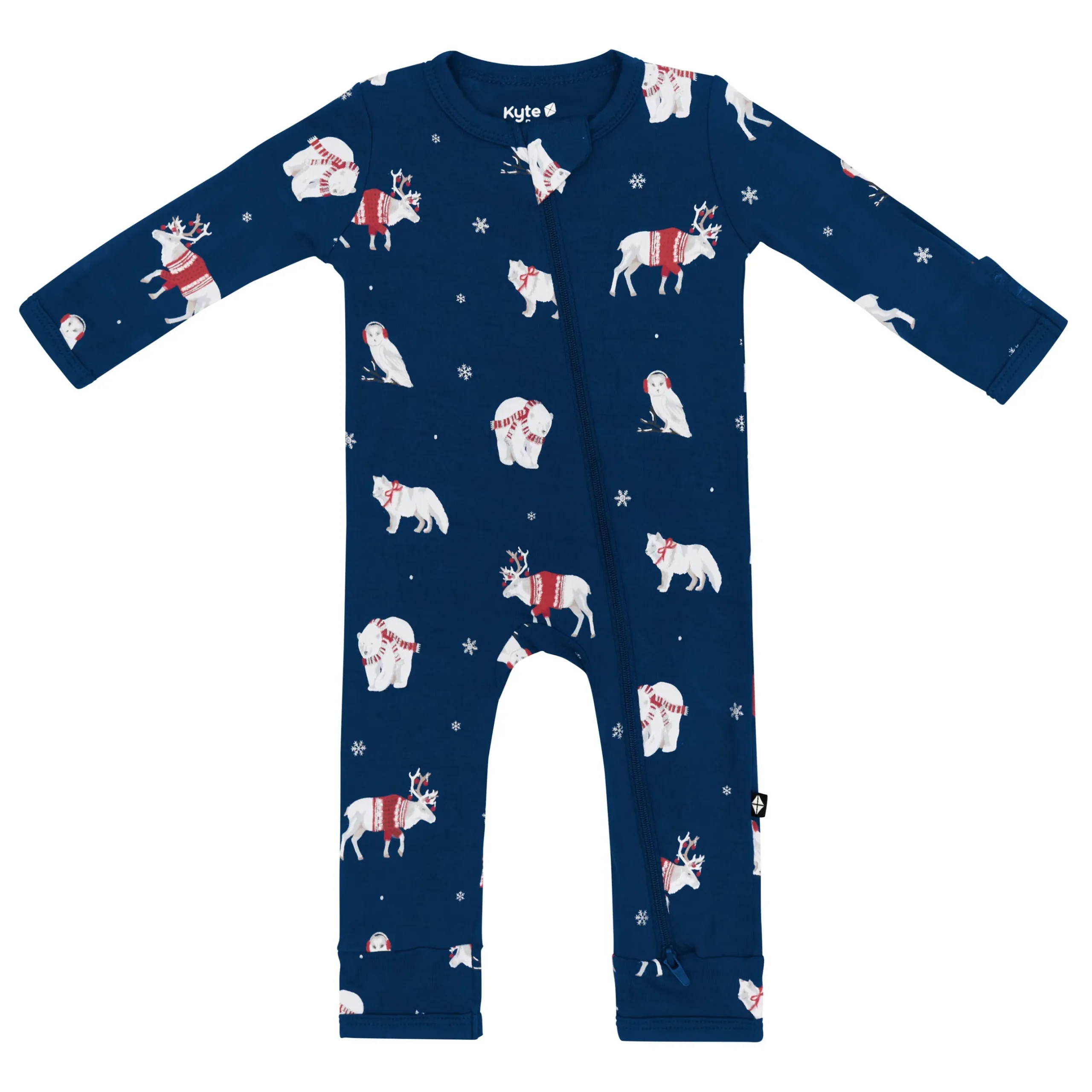Clearance Kyte Baby Zippered Romper in Frosty Friends