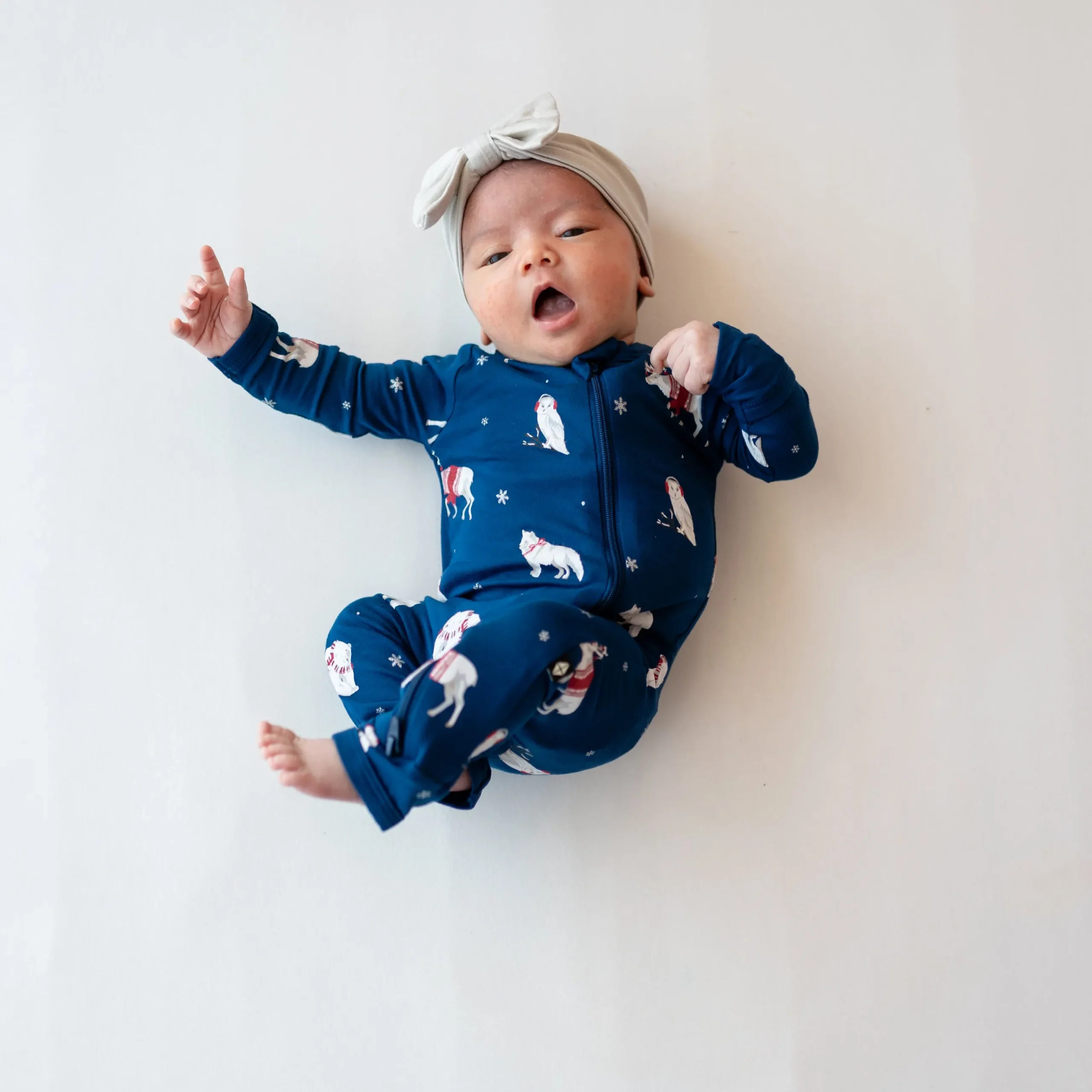 Clearance Kyte Baby Zippered Romper in Frosty Friends
