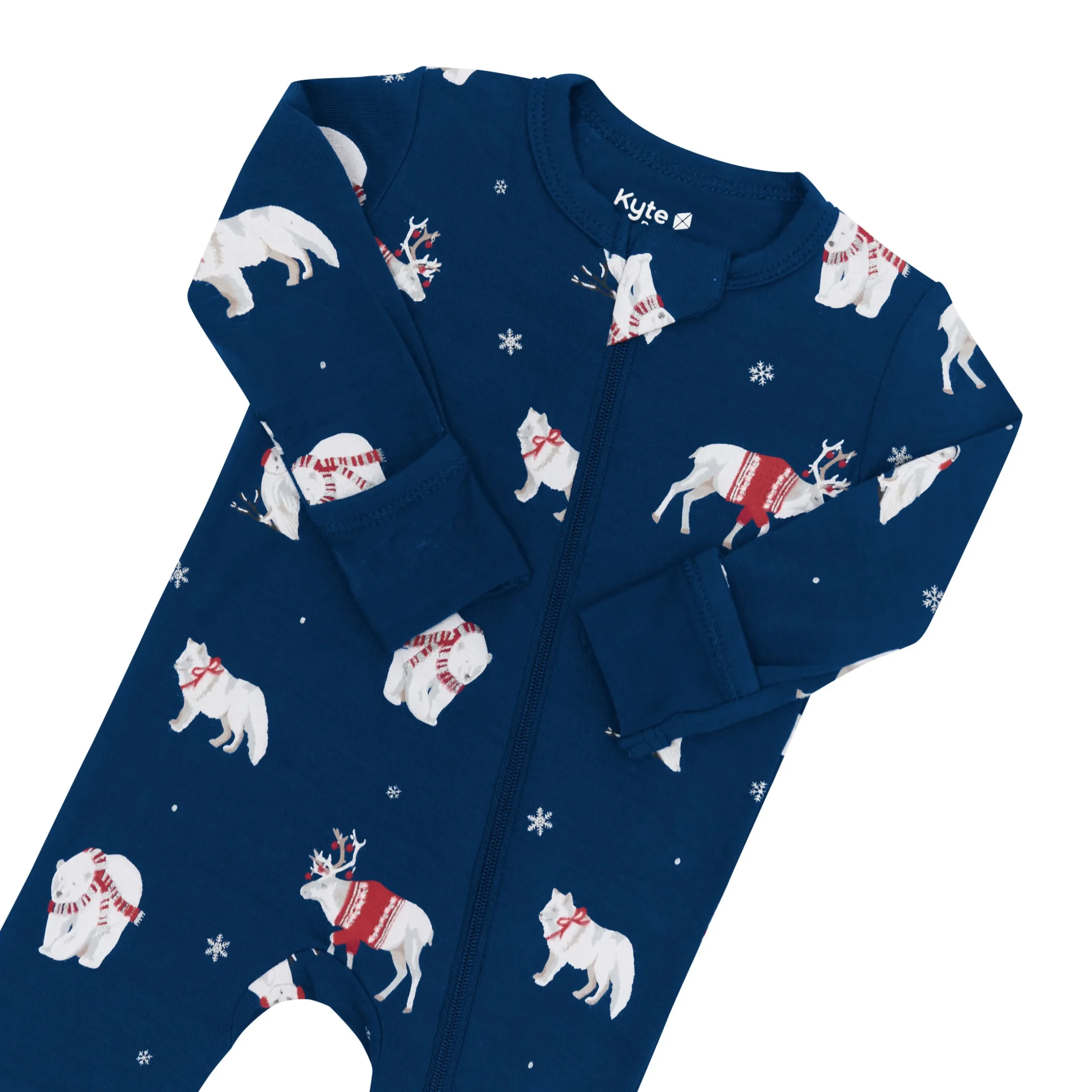 Clearance Kyte Baby Zippered Romper in Frosty Friends
