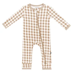 Best Kyte Baby Zippered Romper in Gingham Bisque