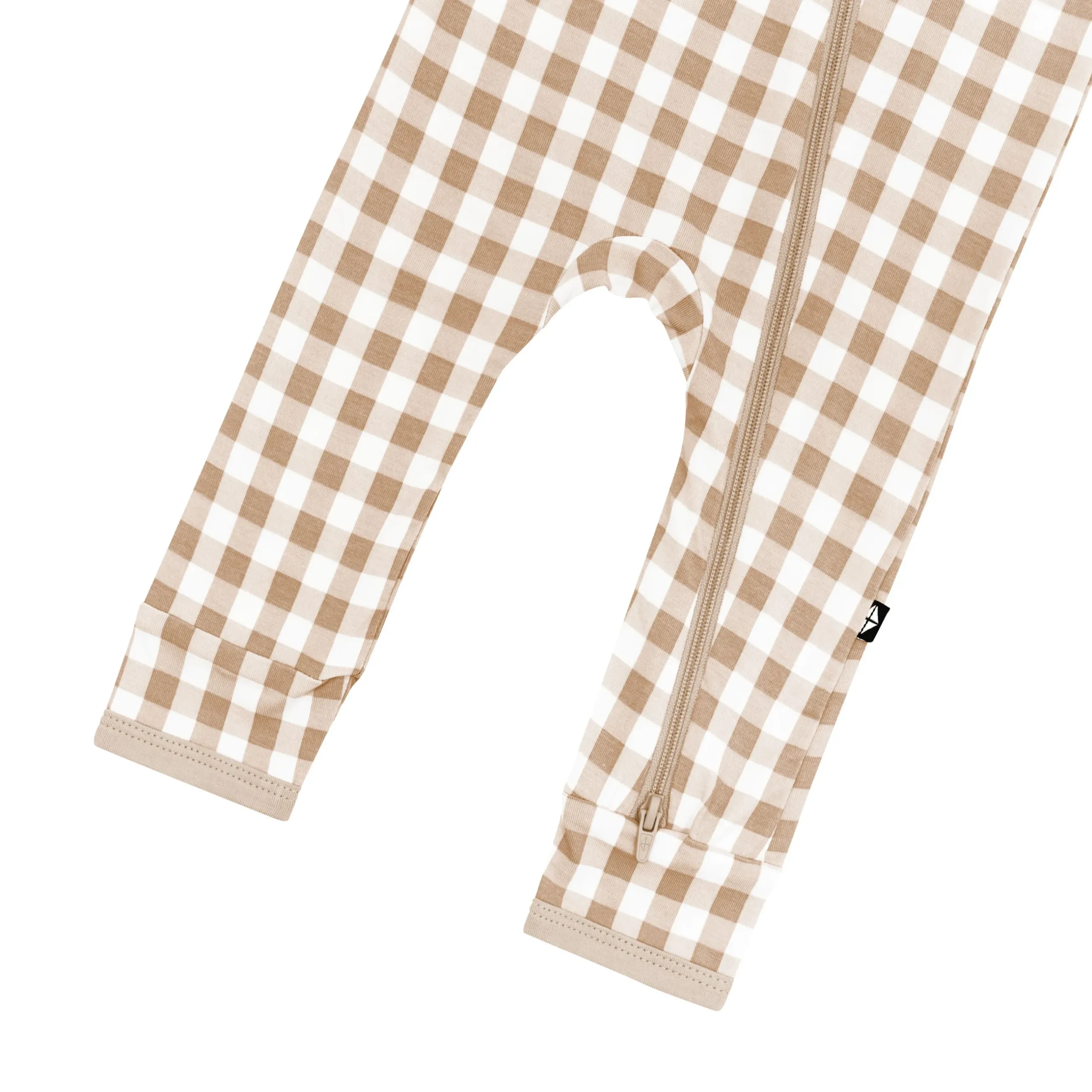 Best Kyte Baby Zippered Romper in Gingham Bisque