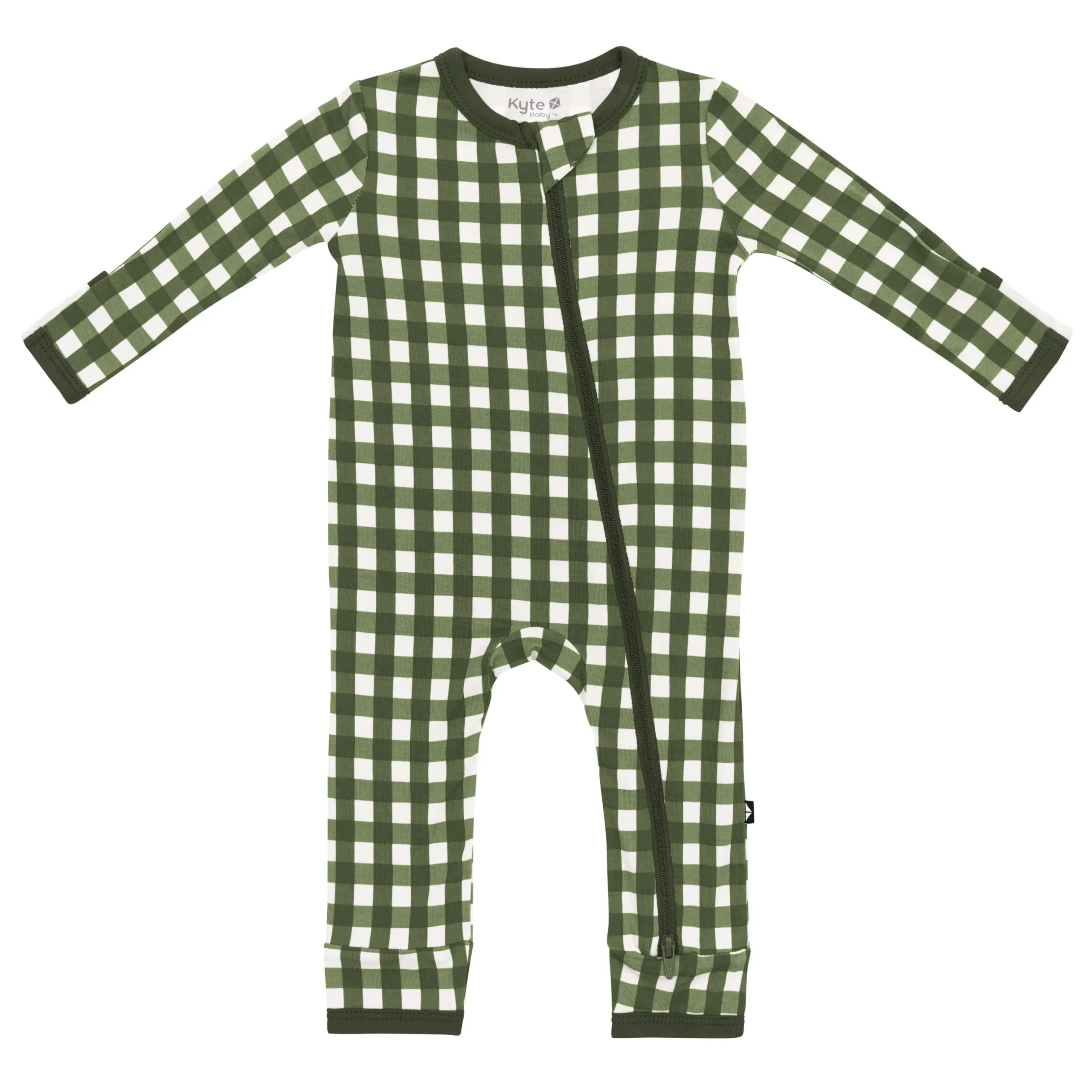Discount Kyte Baby Zippered Romper in Gingham Fir