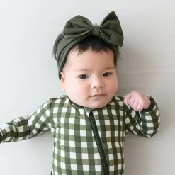 Discount Kyte Baby Zippered Romper in Gingham Fir