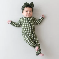 Discount Kyte Baby Zippered Romper in Gingham Fir