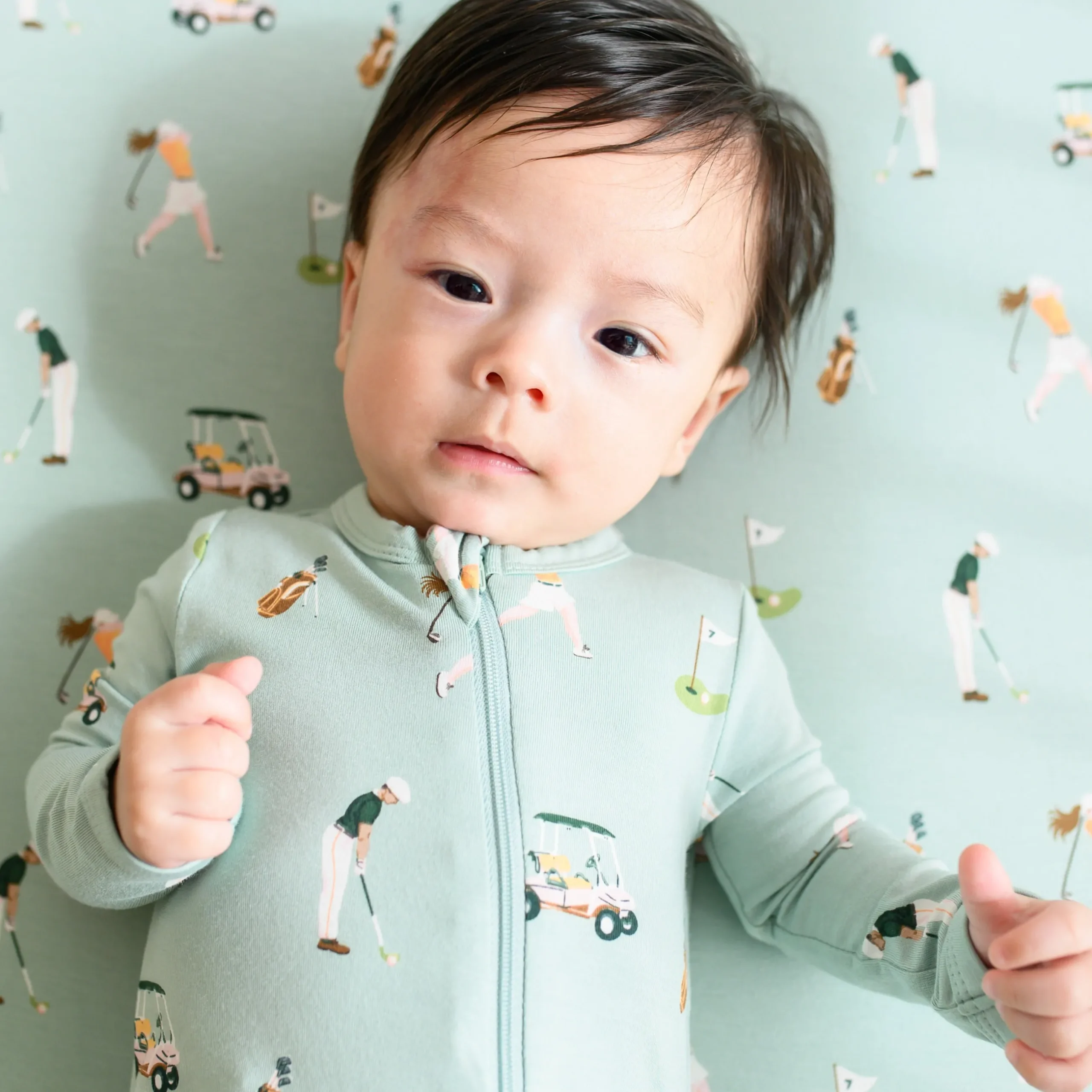 Sale Kyte Baby Zippered Romper in Golf