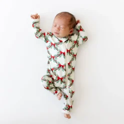 Outlet Kyte Baby Zippered Romper in Holiday Bow