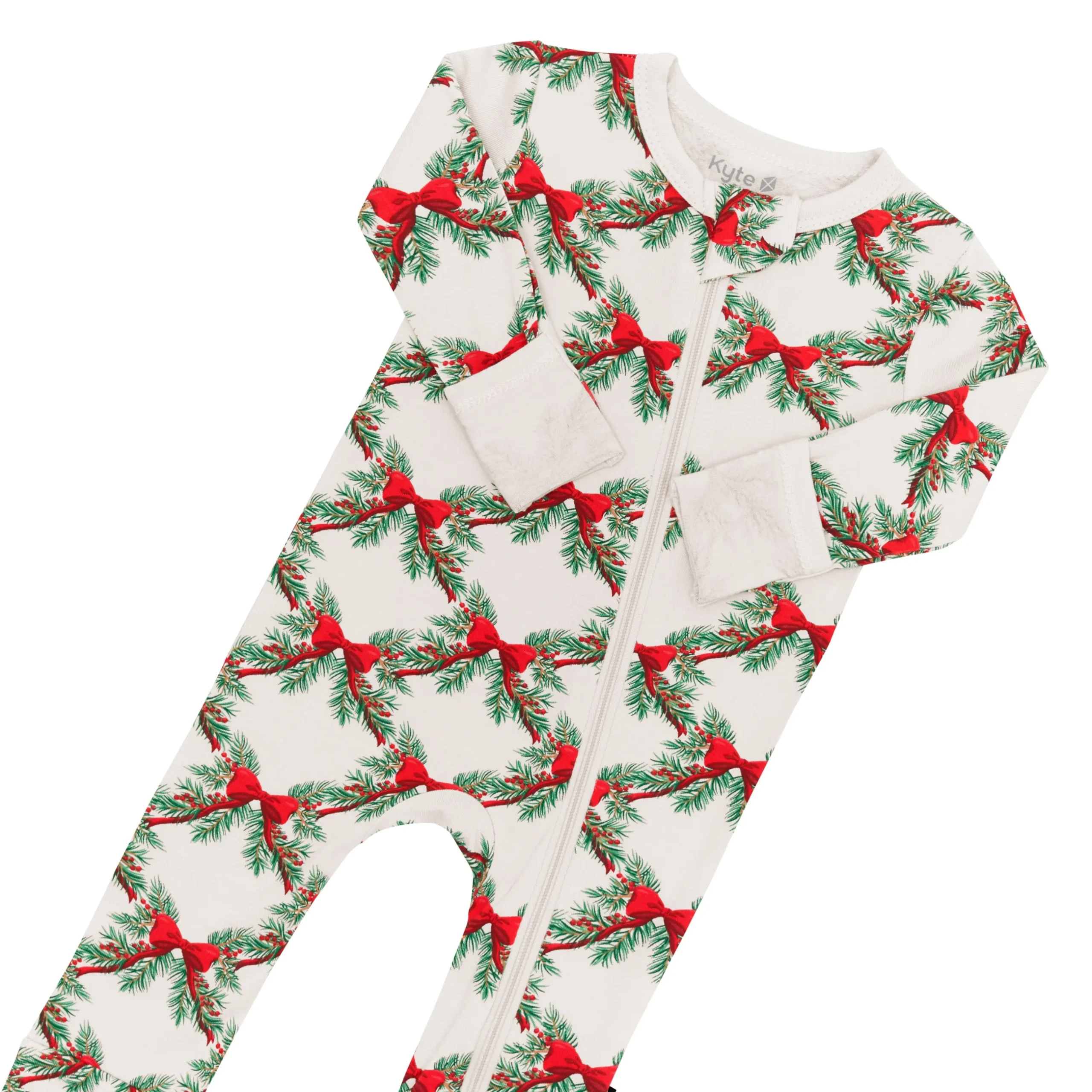 Outlet Kyte Baby Zippered Romper in Holiday Bow