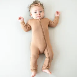 Best Kyte Baby Zippered Romper in Latte
