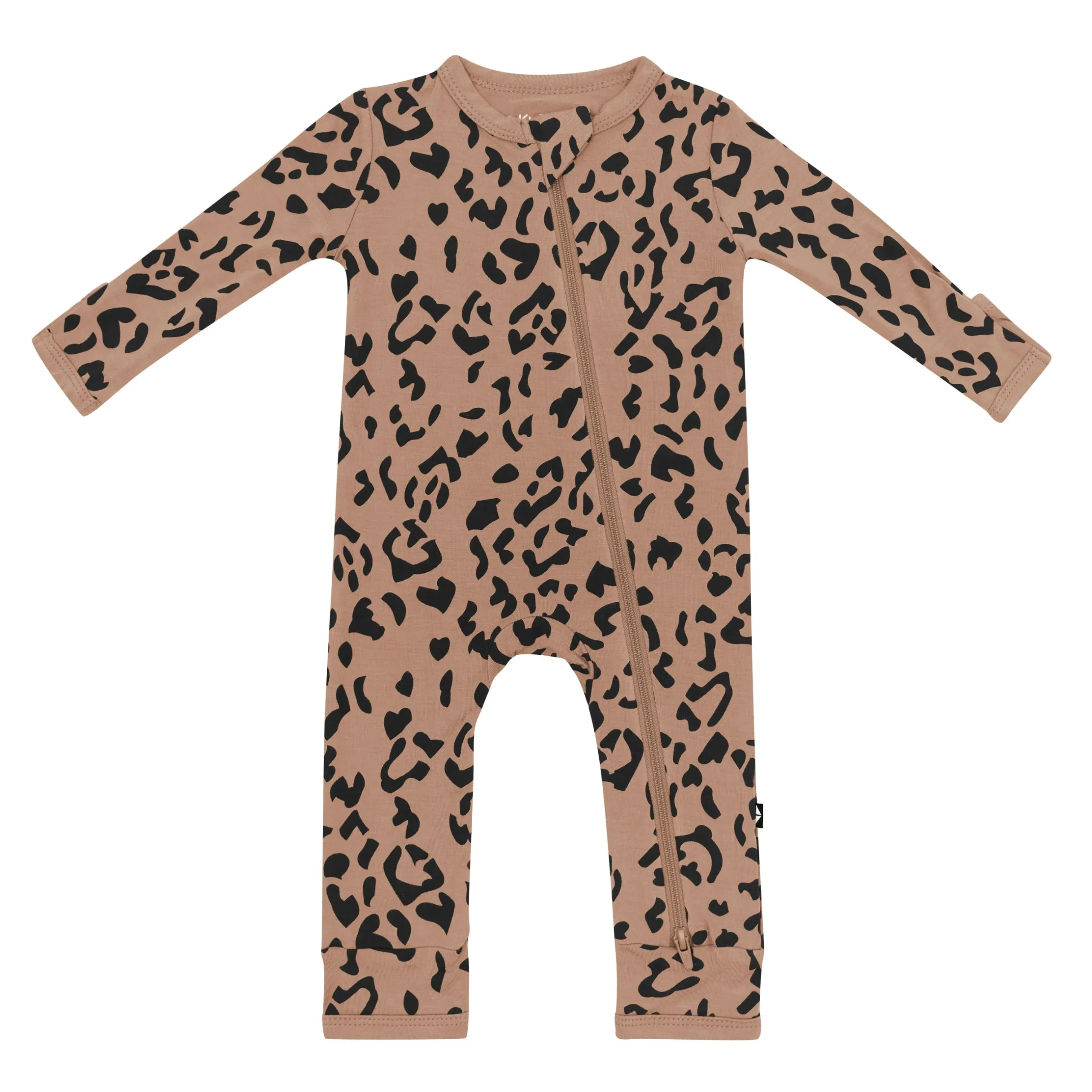 Outlet Kyte Baby Zippered Romper in Latte Leopard