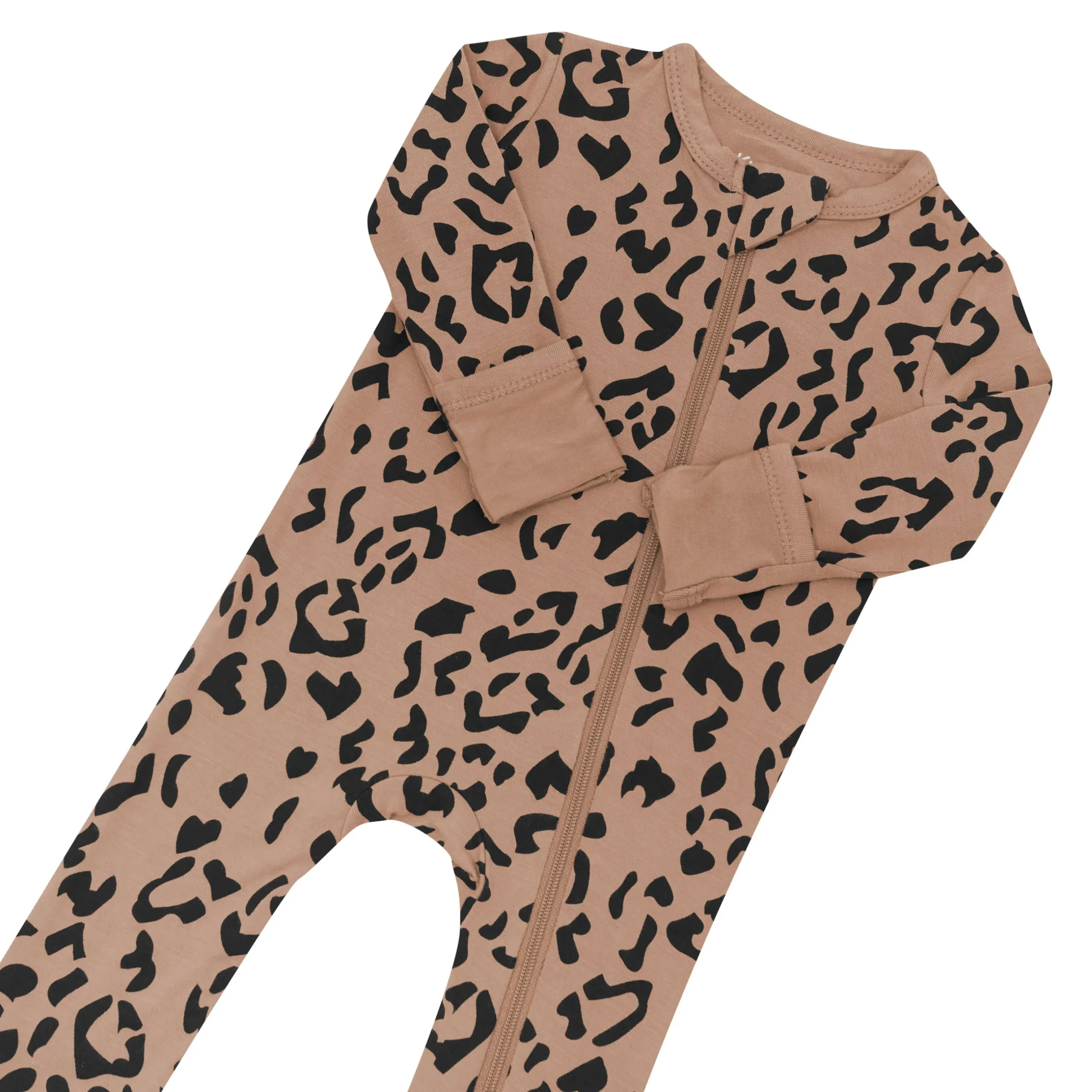 Outlet Kyte Baby Zippered Romper in Latte Leopard