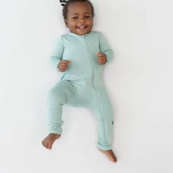 Hot Kyte Baby Zippered Romper in Sage