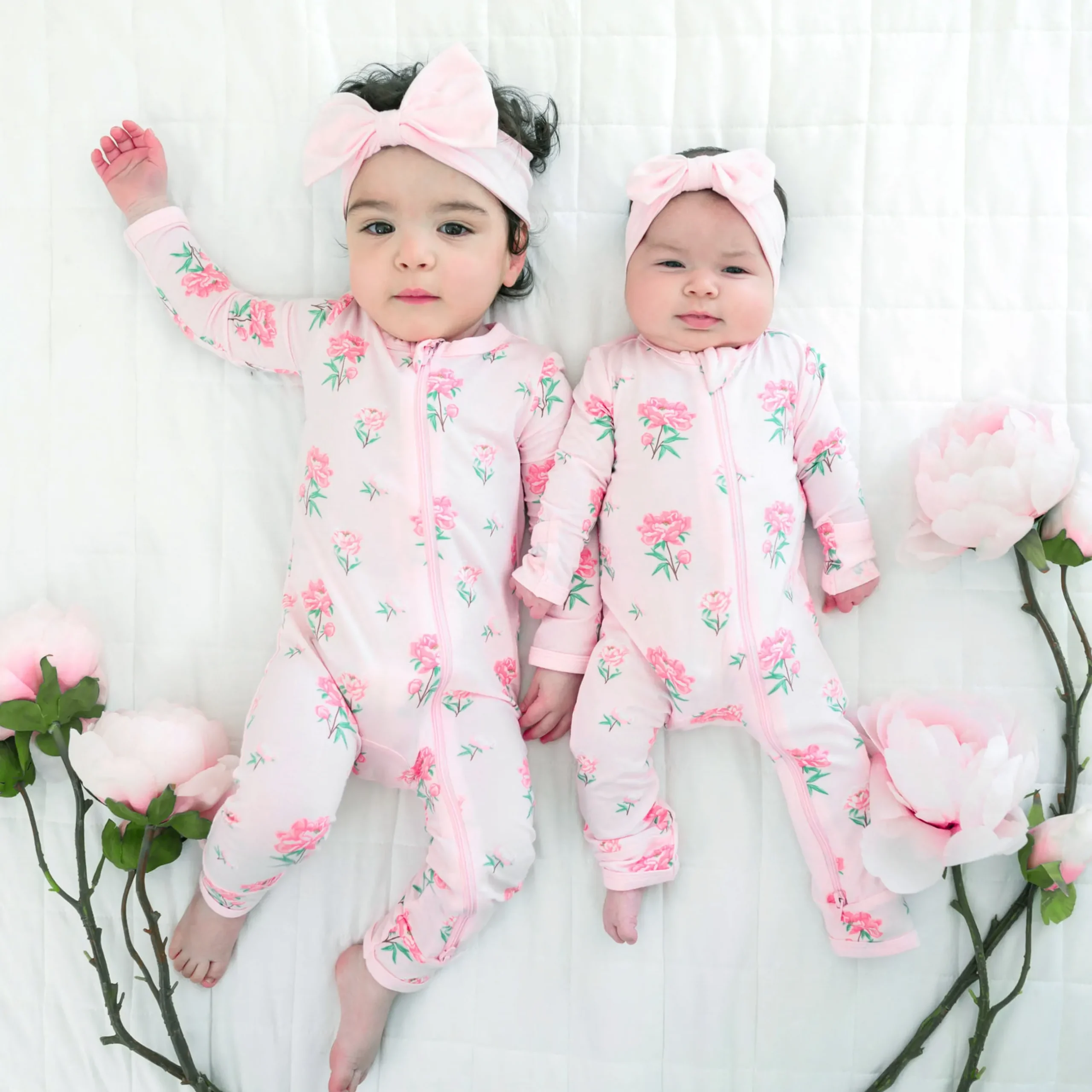 Best Kyte Baby Zippered Romper in Sakura Peony