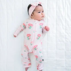 Best Kyte Baby Zippered Romper in Sakura Peony