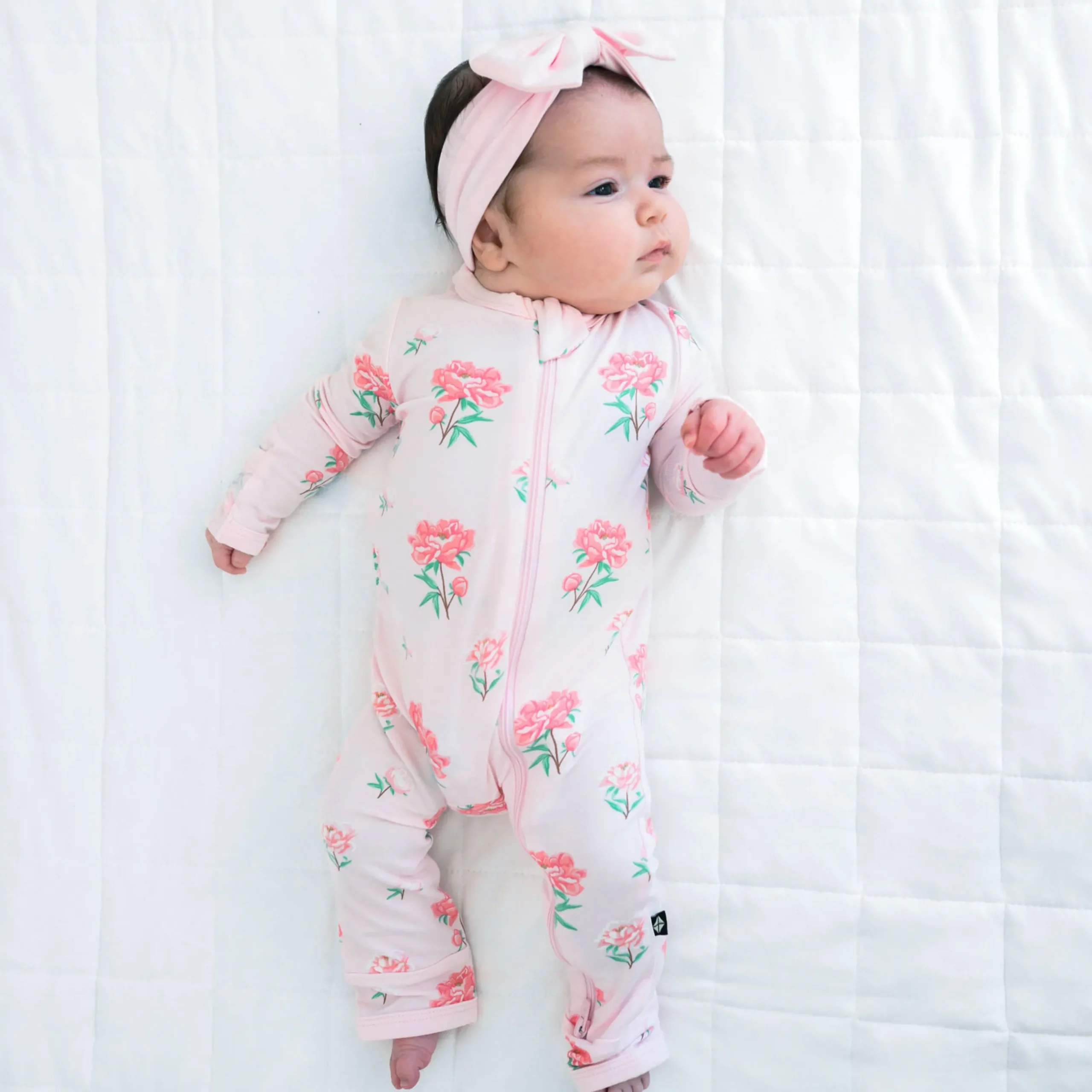 Best Kyte Baby Zippered Romper in Sakura Peony