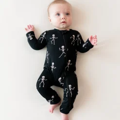 Clearance Kyte Baby Zippered Romper in Skeleton