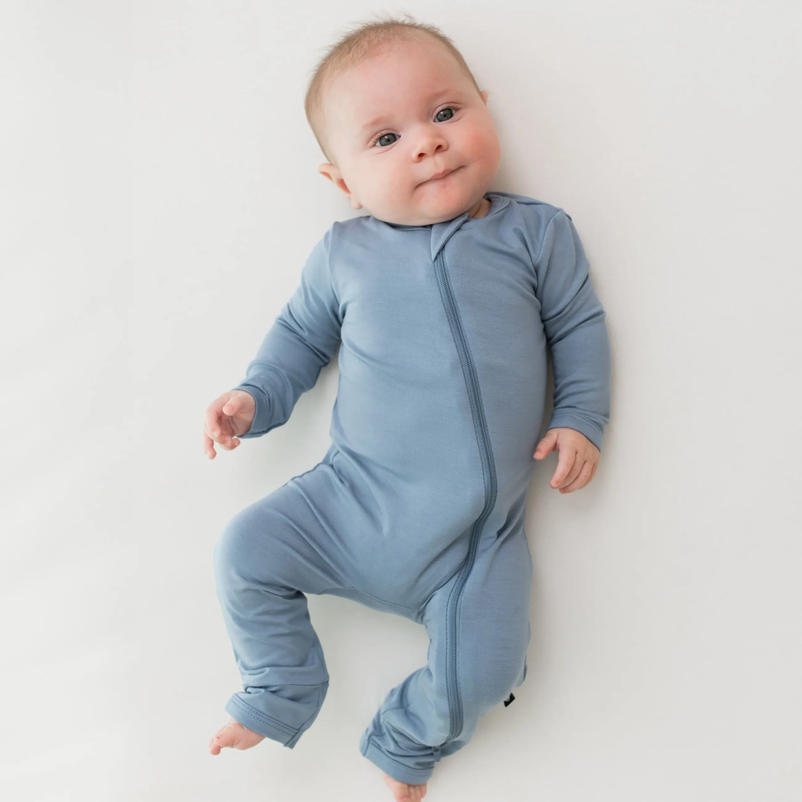 New Kyte Baby Zippered Romper in Slate