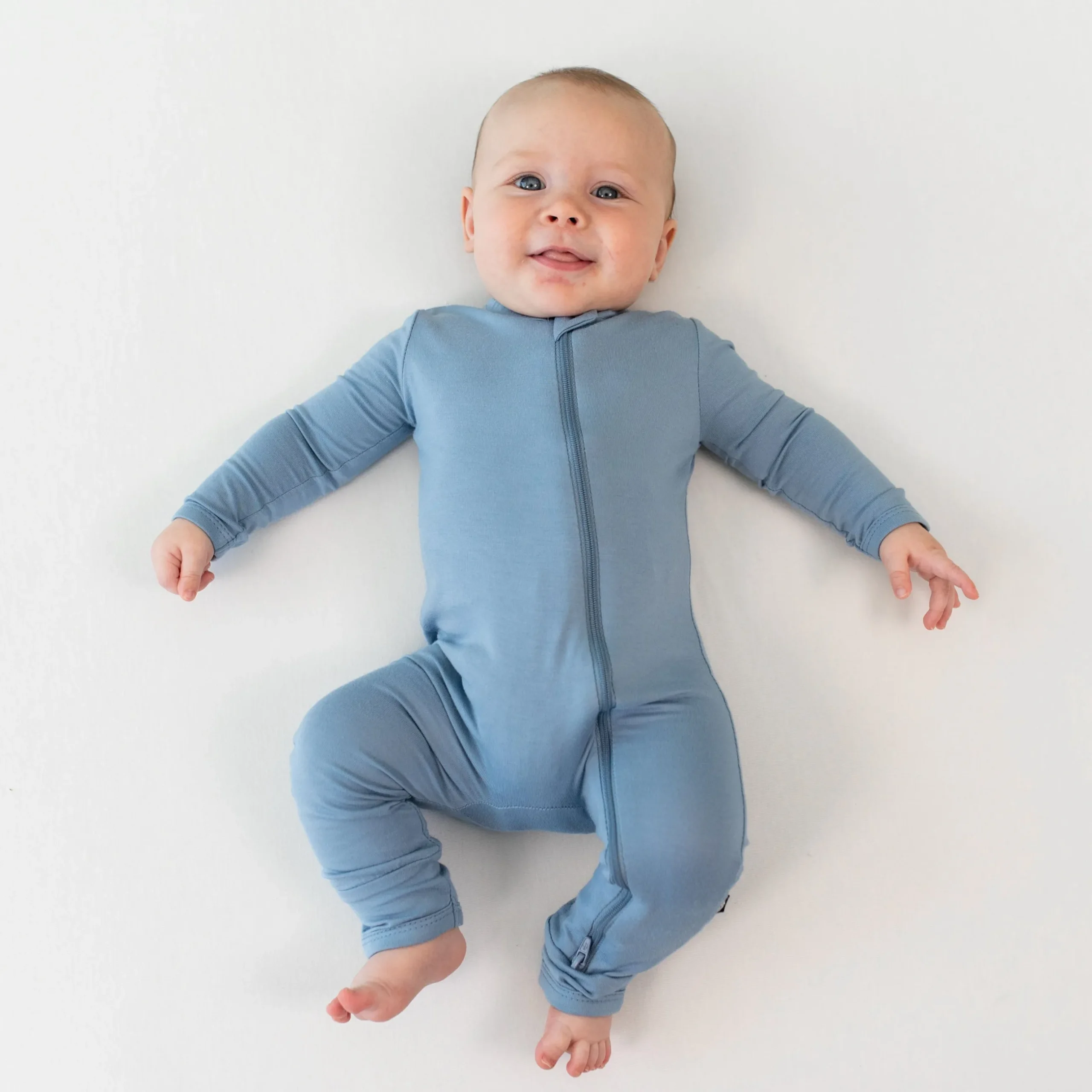 New Kyte Baby Zippered Romper in Slate