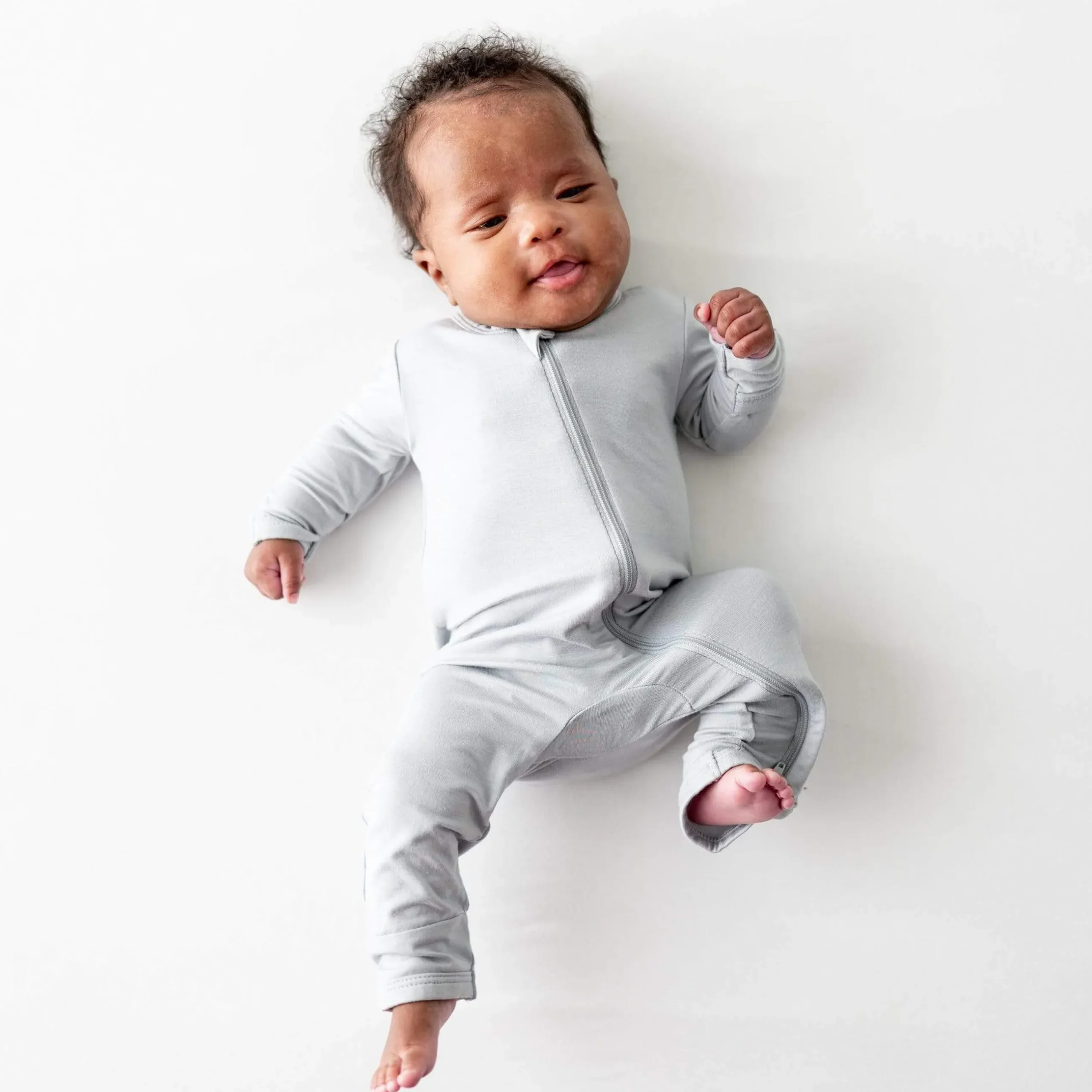 Outlet Kyte Baby Zippered Romper in Storm