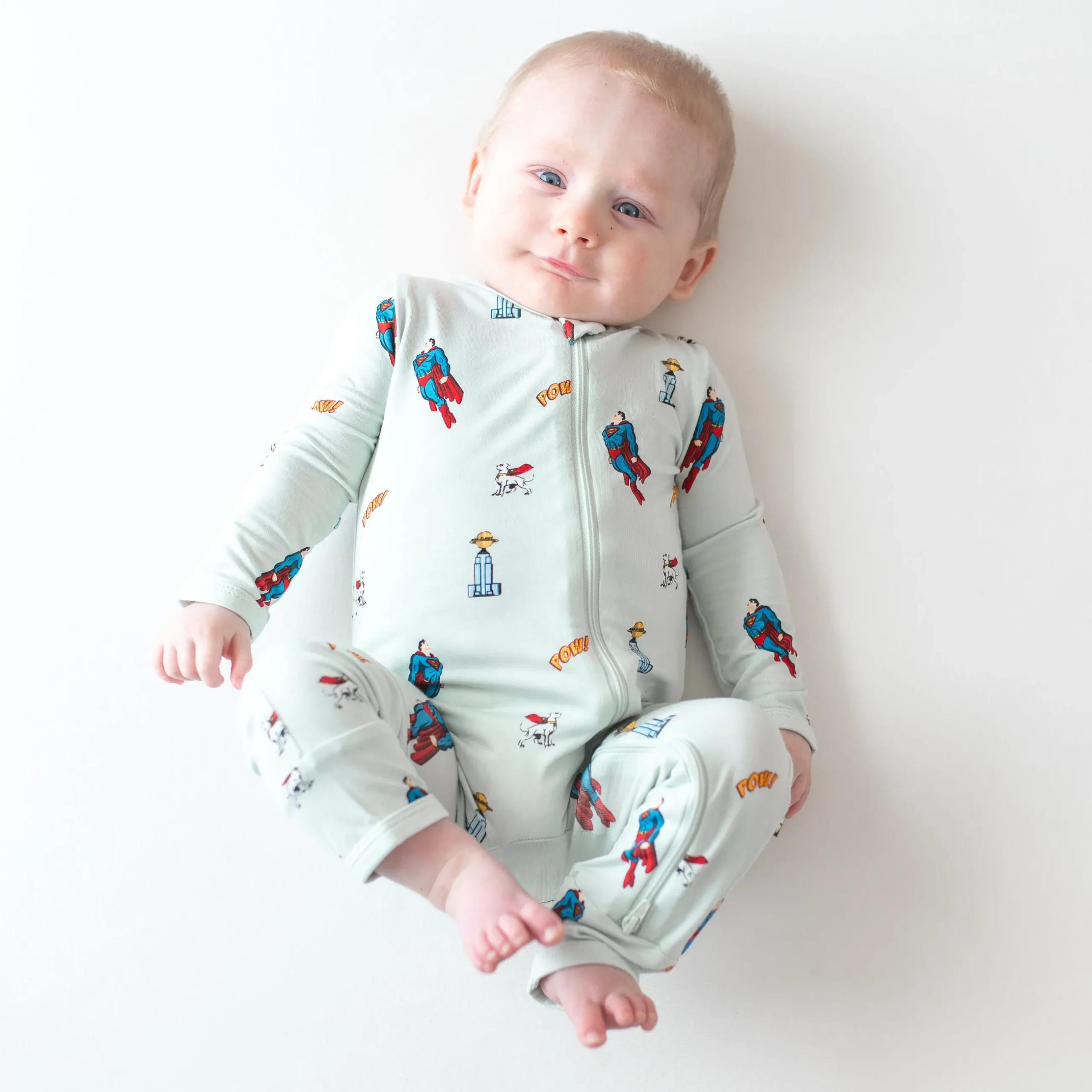 New Kyte Baby Zippered Romper in Superman™