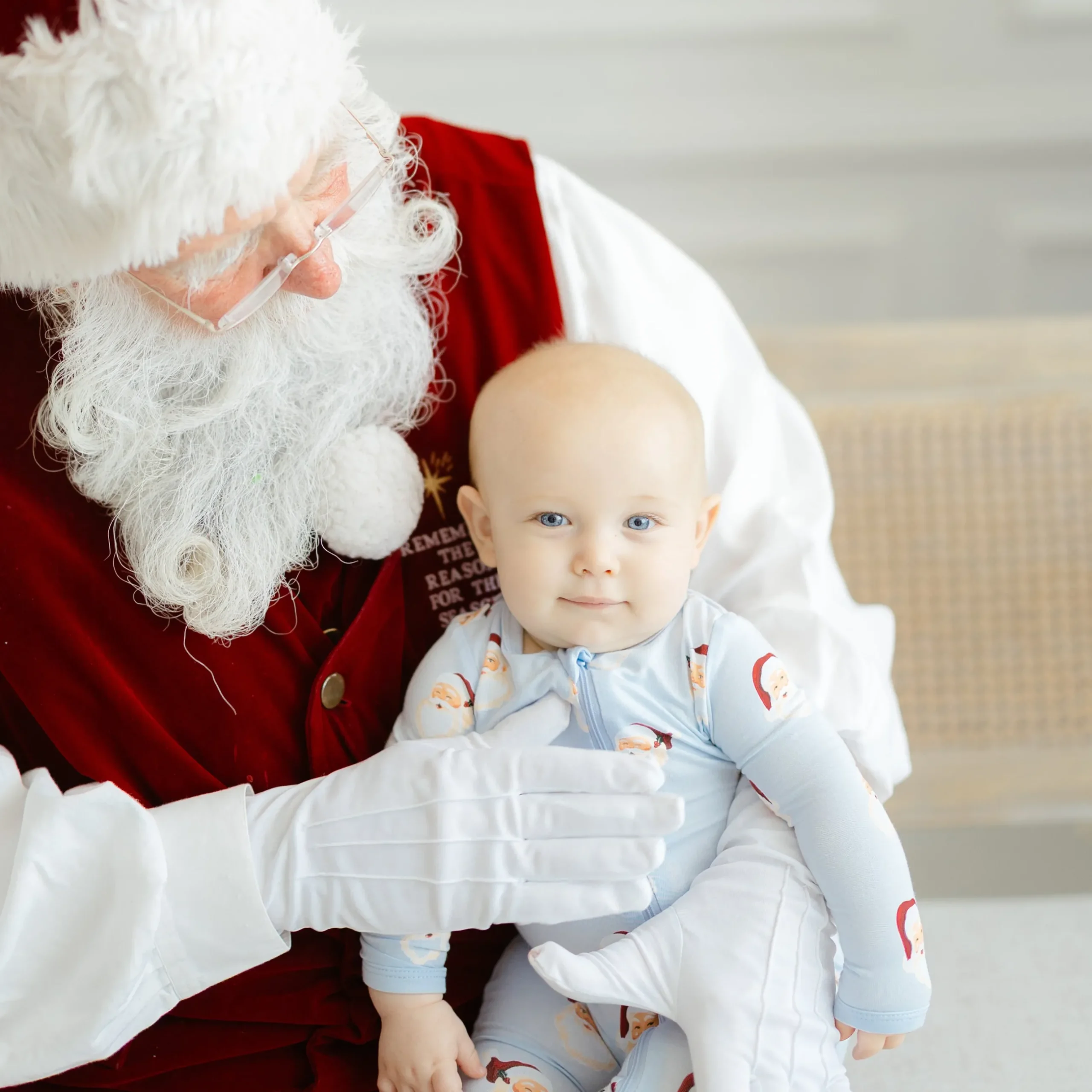Outlet Kyte Baby Zippered Romper in Vintage Santa