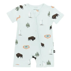 Best Kyte Baby Zippered Shortall Romper in Yellowstone