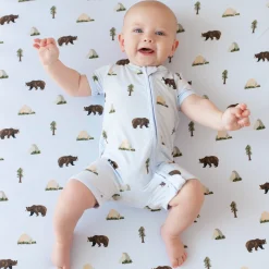 Clearance Kyte Baby Zippered Shortall Romper in Yosemite