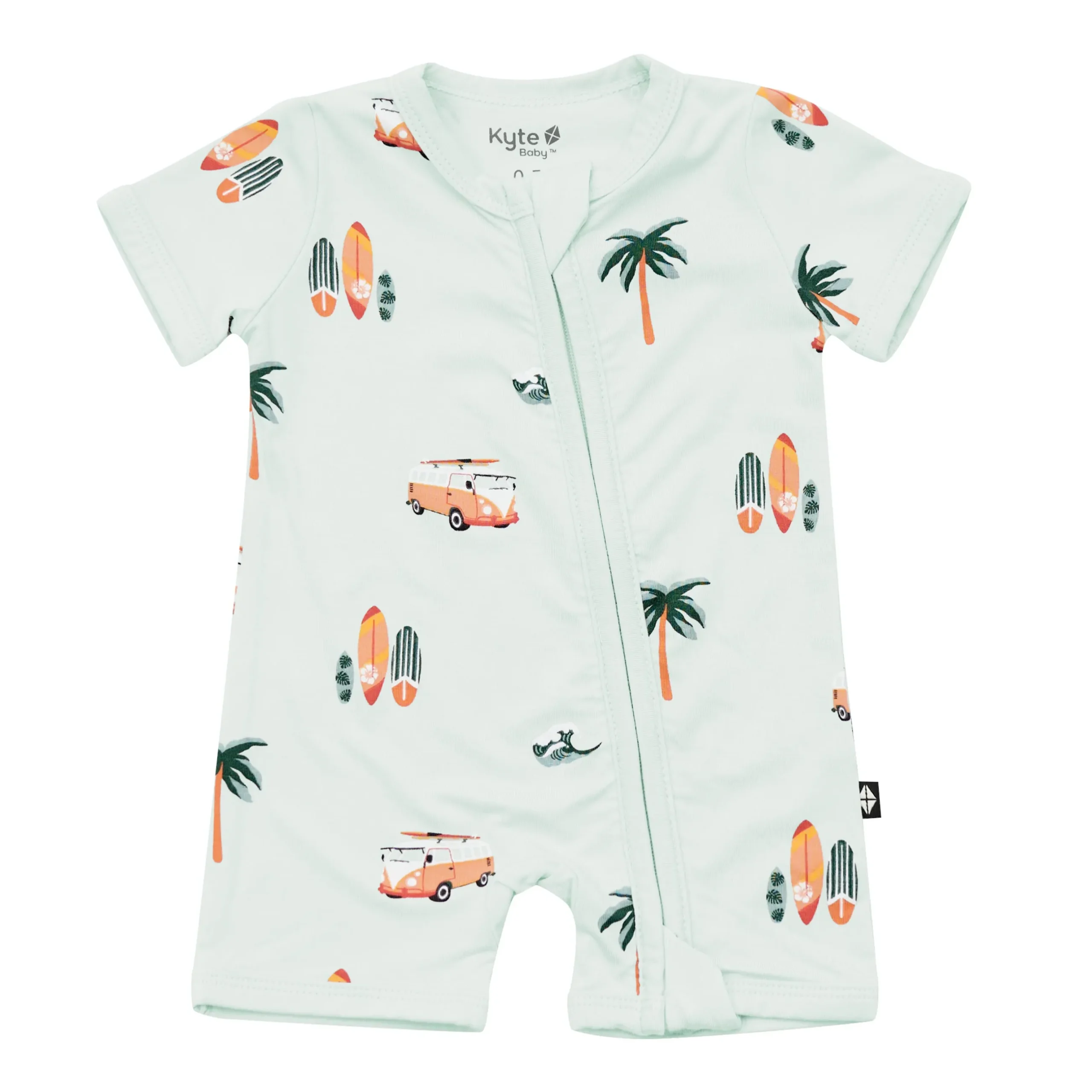 Best Kyte Baby Zippered Shortall Romper in Dew Surf