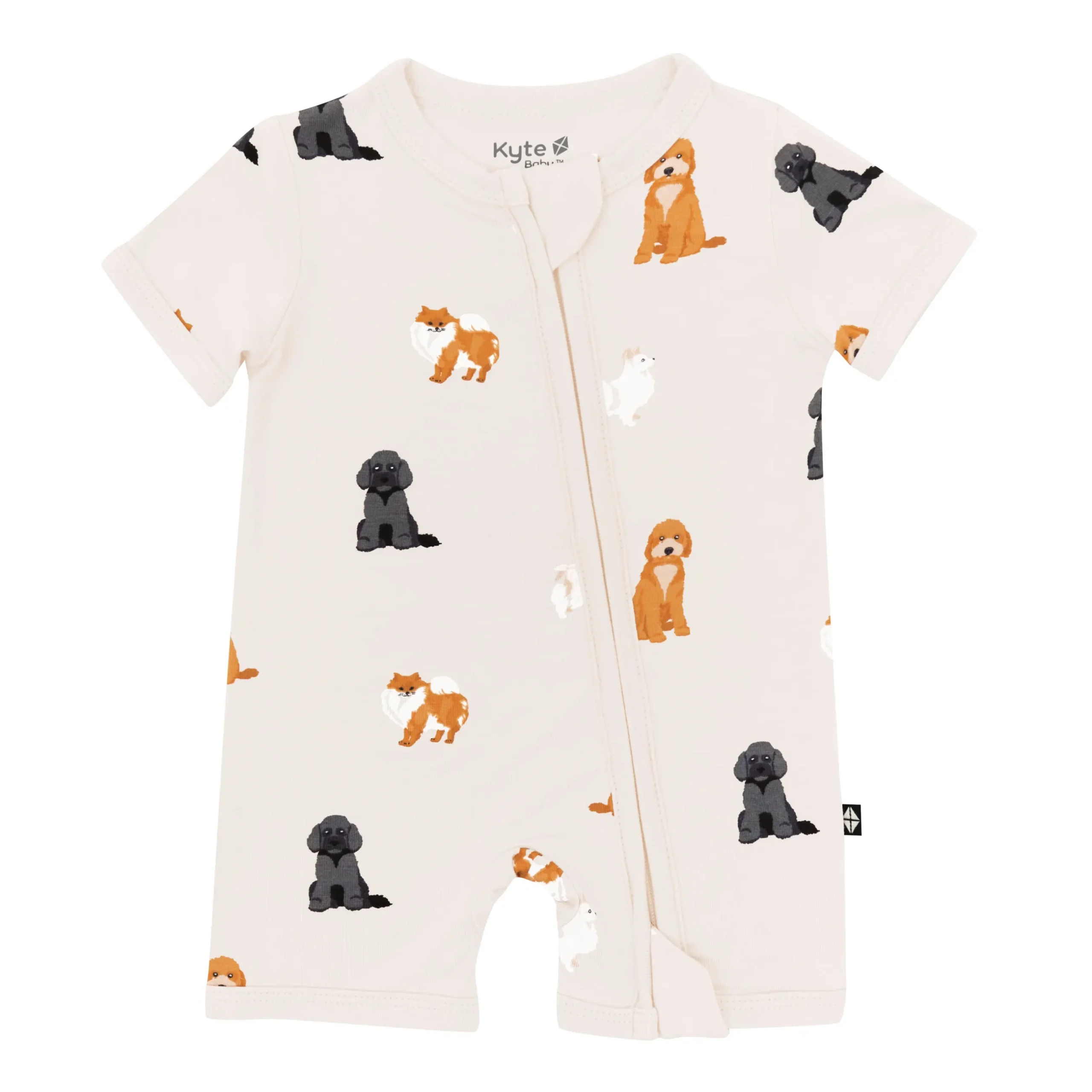 Sale Kyte Baby Zippered Shortall Romper in Fluffy Dog
