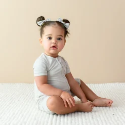New Kyte Baby Zippered Shortall Romper in Oat
