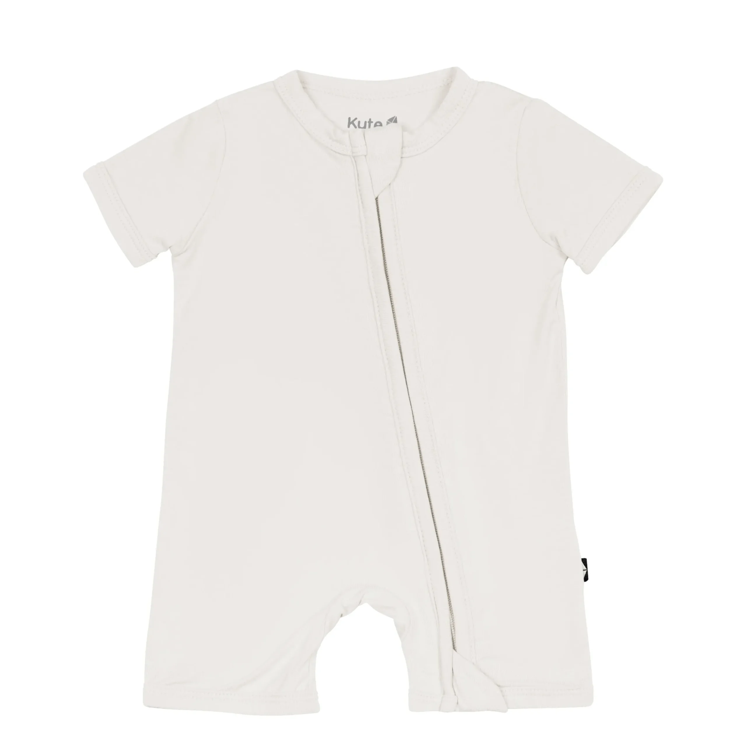 New Kyte Baby Zippered Shortall Romper in Oat