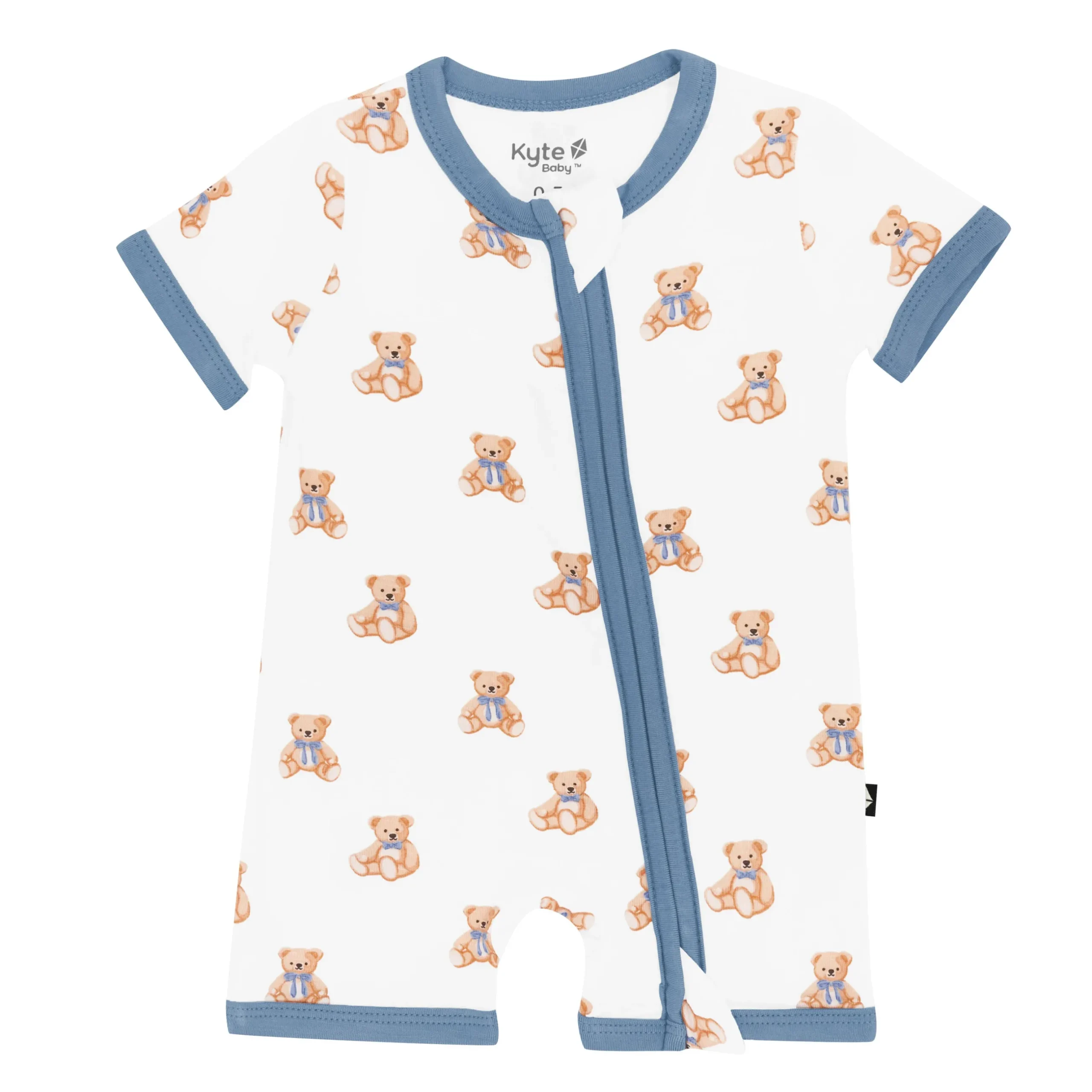 Hot Kyte Baby Zippered Shortall Romper in Teddy Bear